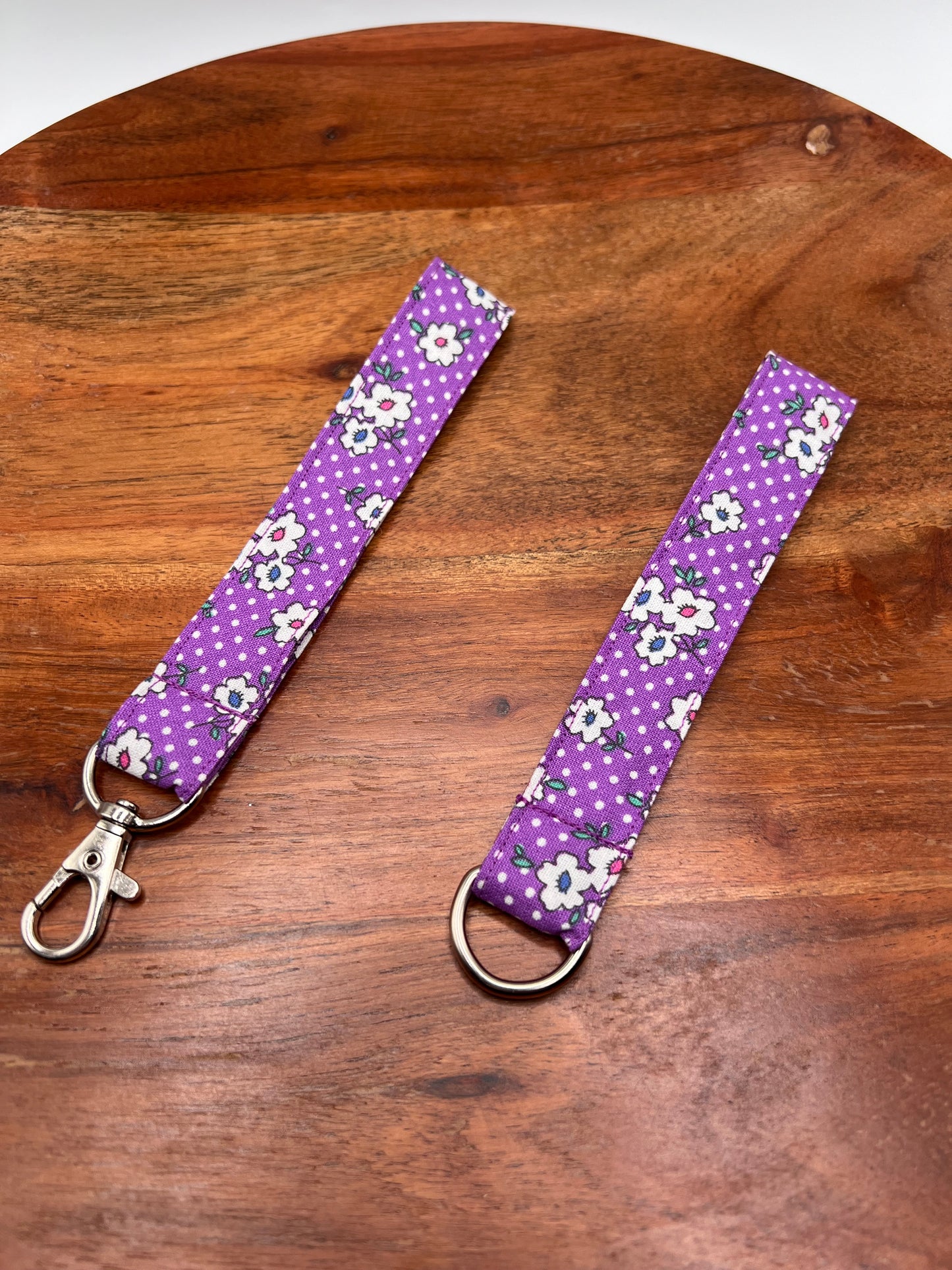 Purple Vintage Floral Dot Lanyard