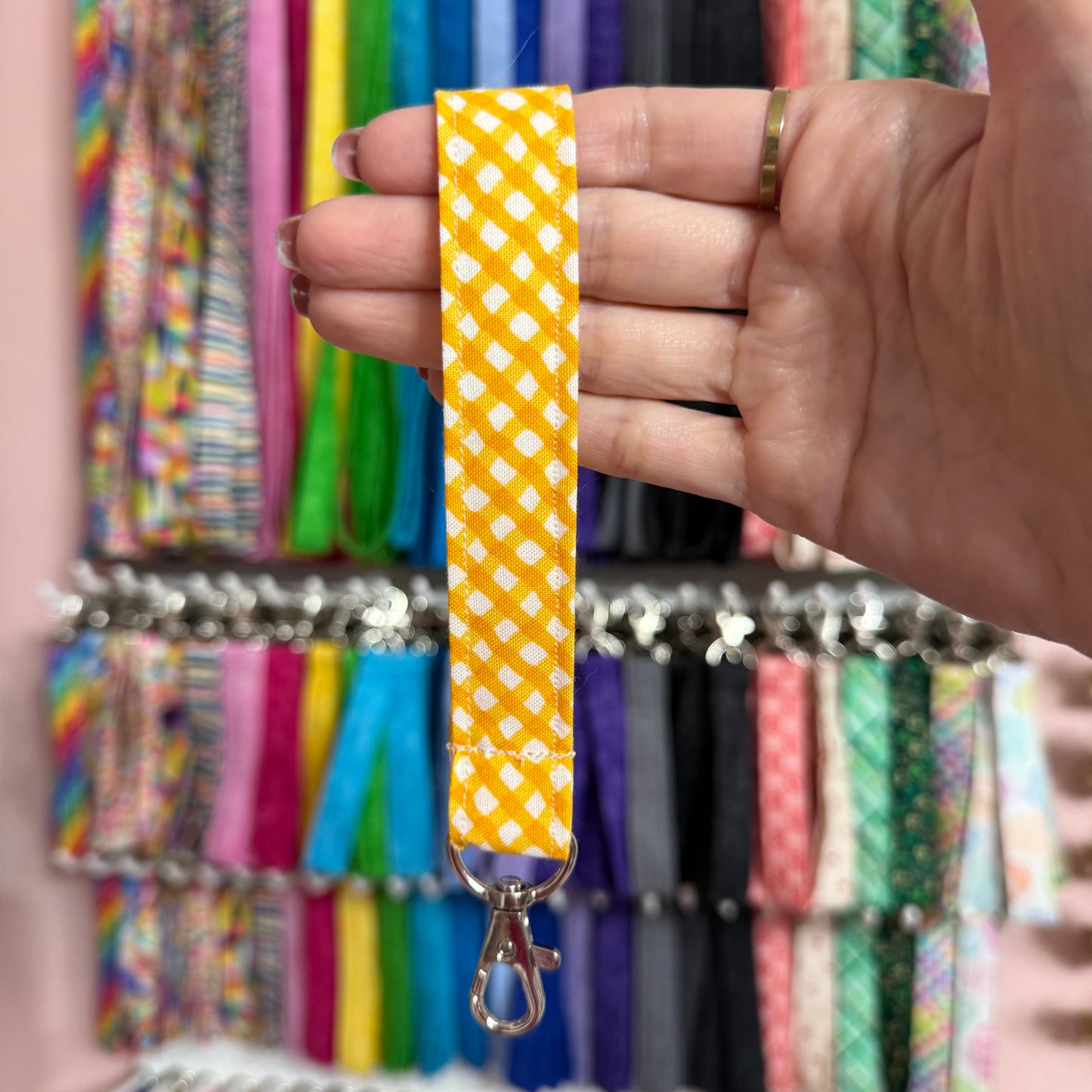 Yellow Wavy Plaid Wristlet