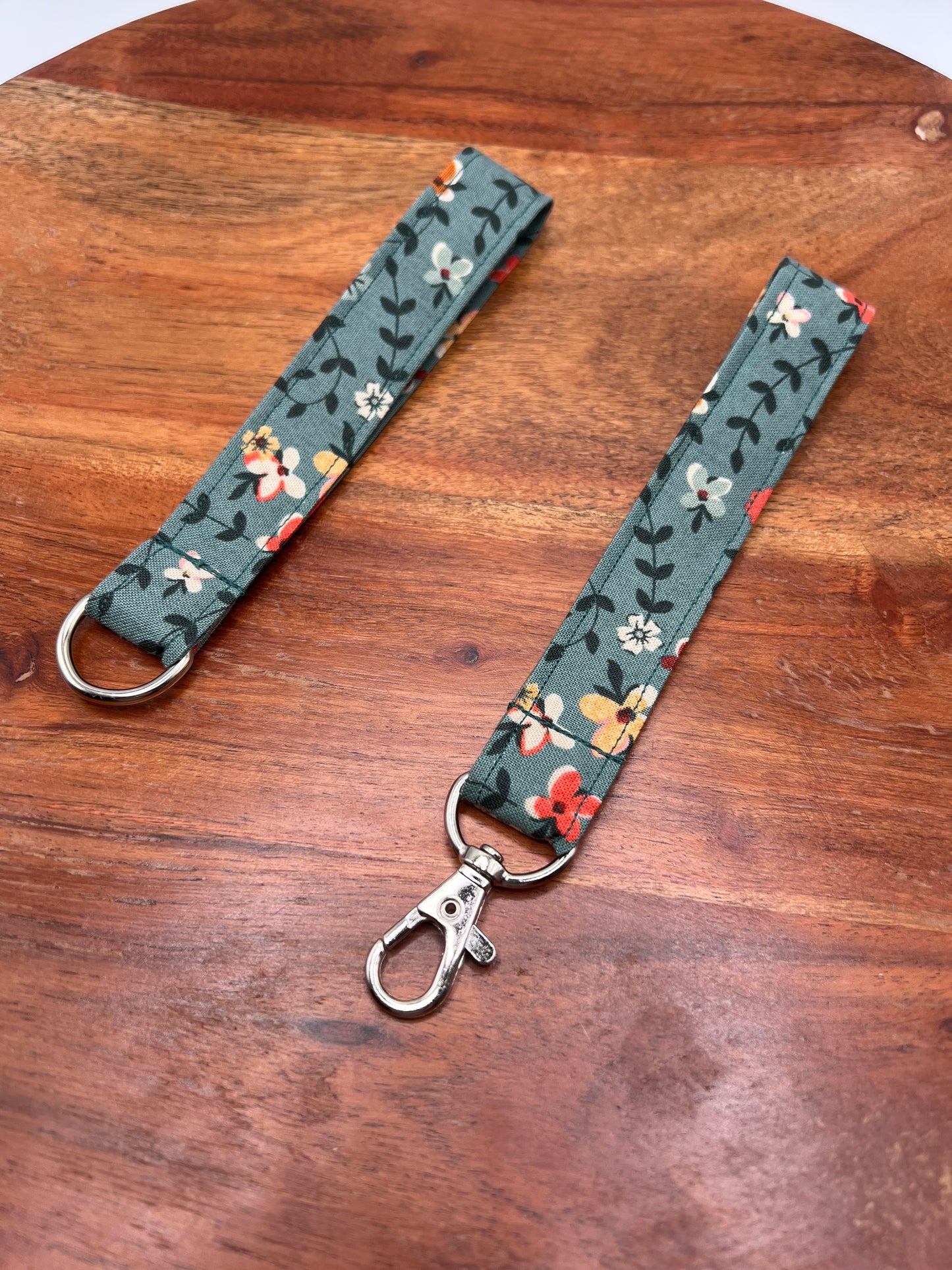 Teal and Orange Floral Lanyard