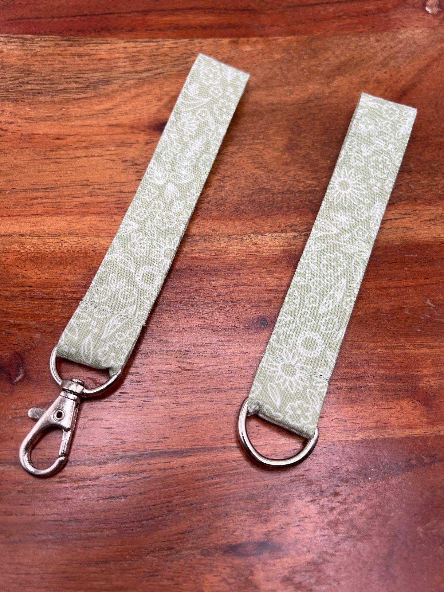 Sage Green Fine Line Floral Lanyard