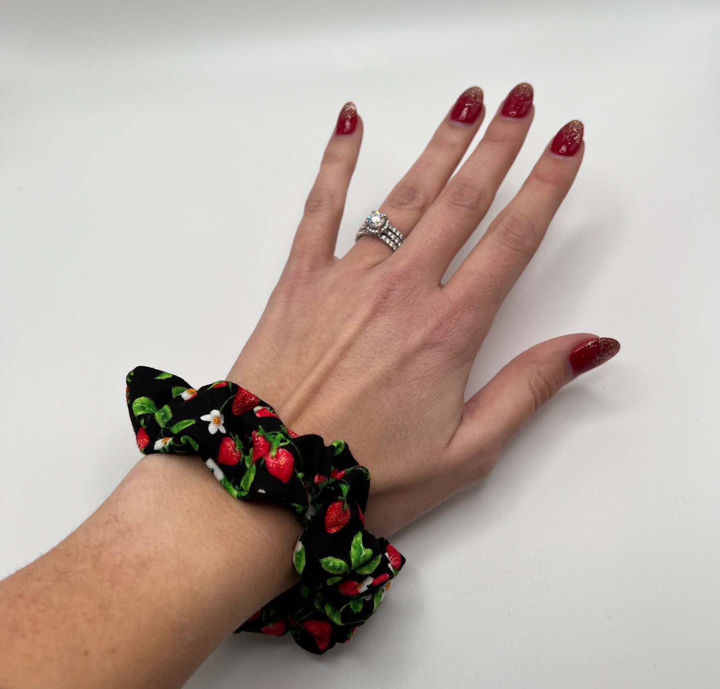 Black Strawberries Scrunchie