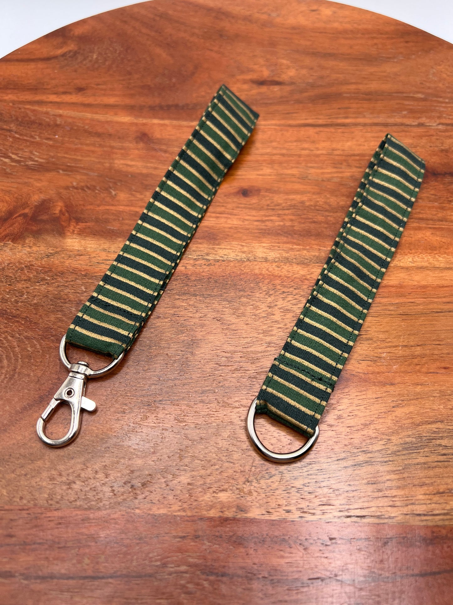 Green and Gold Christmas Stripe Lanyard