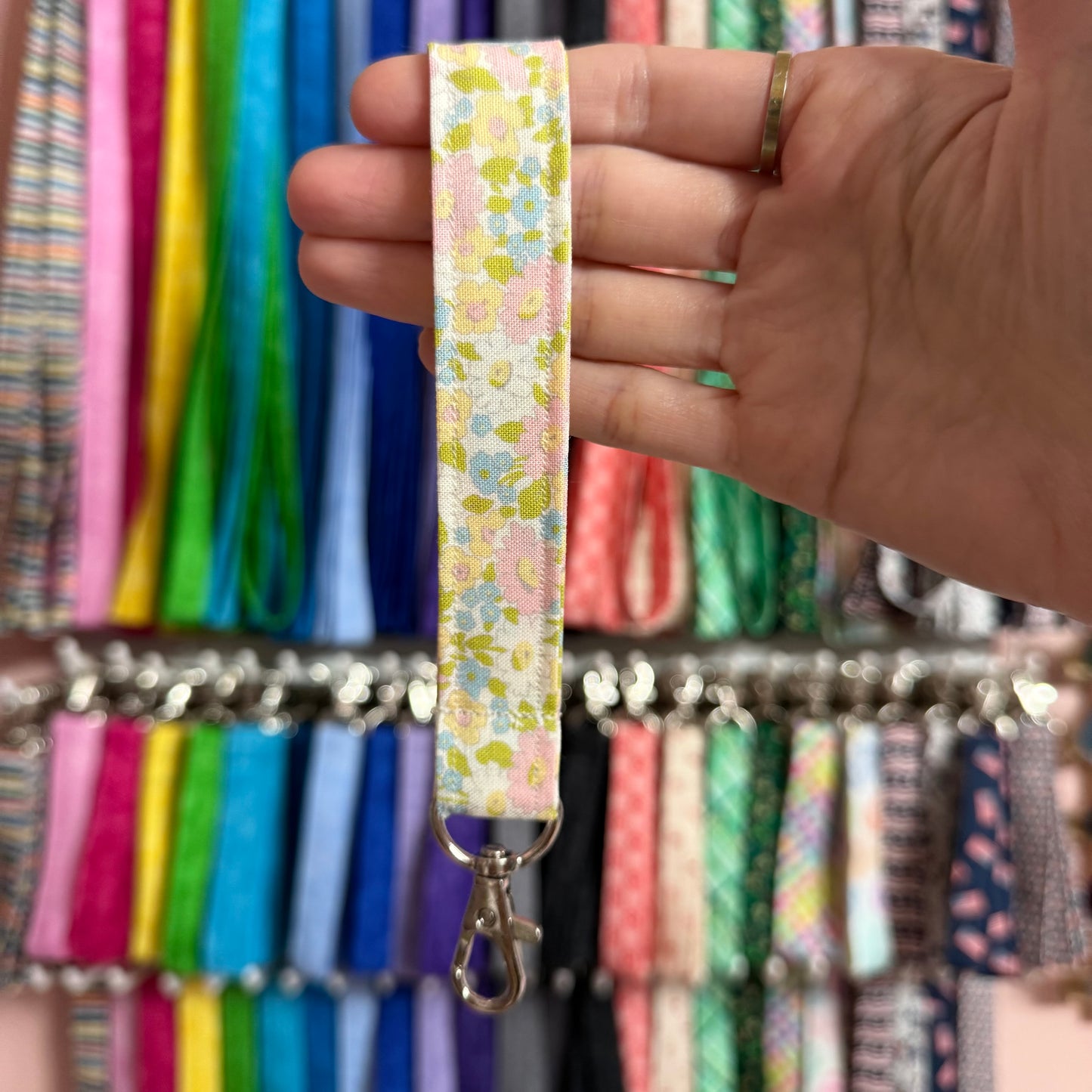 Rainbow Pastel Vintage Floral Wristlet