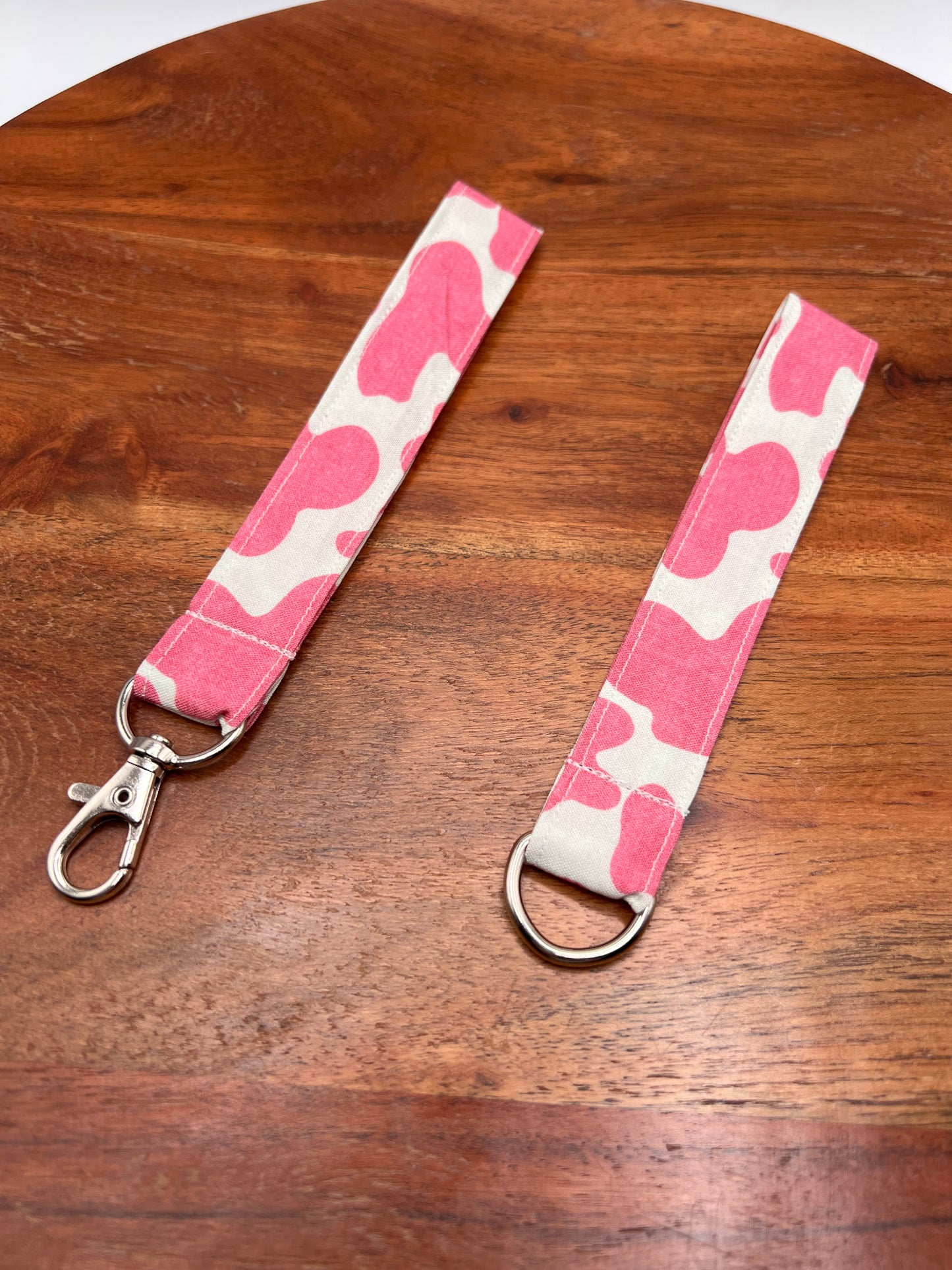 Pink Cow Print Lanyard