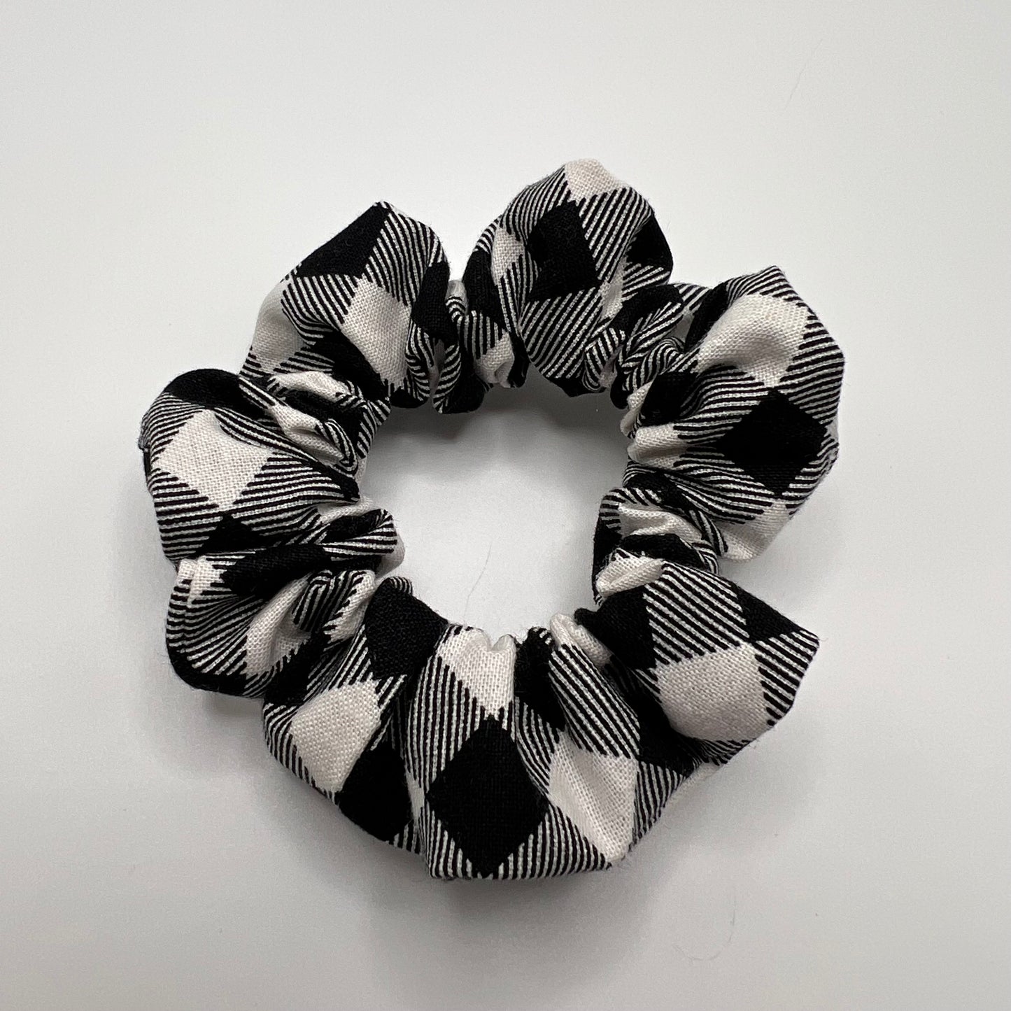 Black and White Plaid Scrunchie