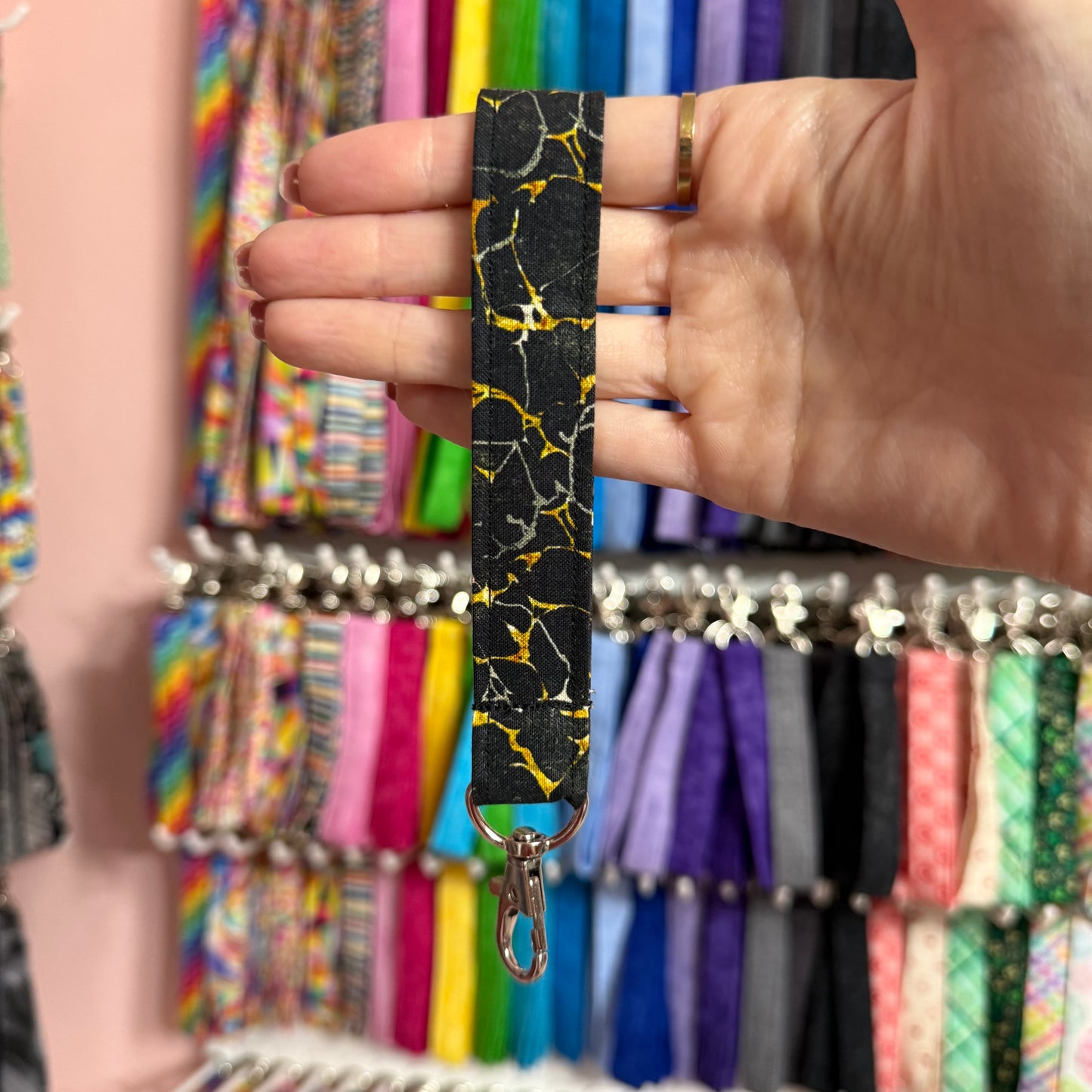 Black and Gold Crack Wristlet