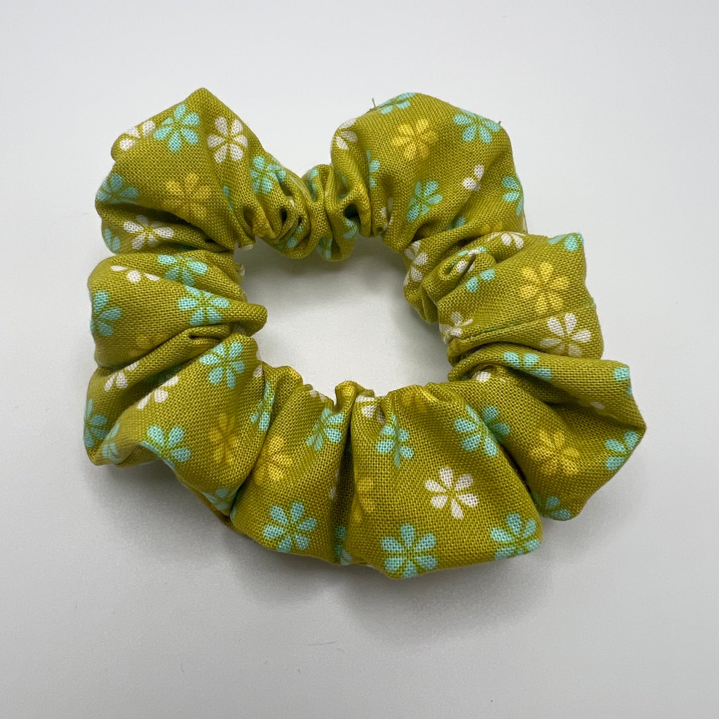 Green and Teal Floral Scrunchie