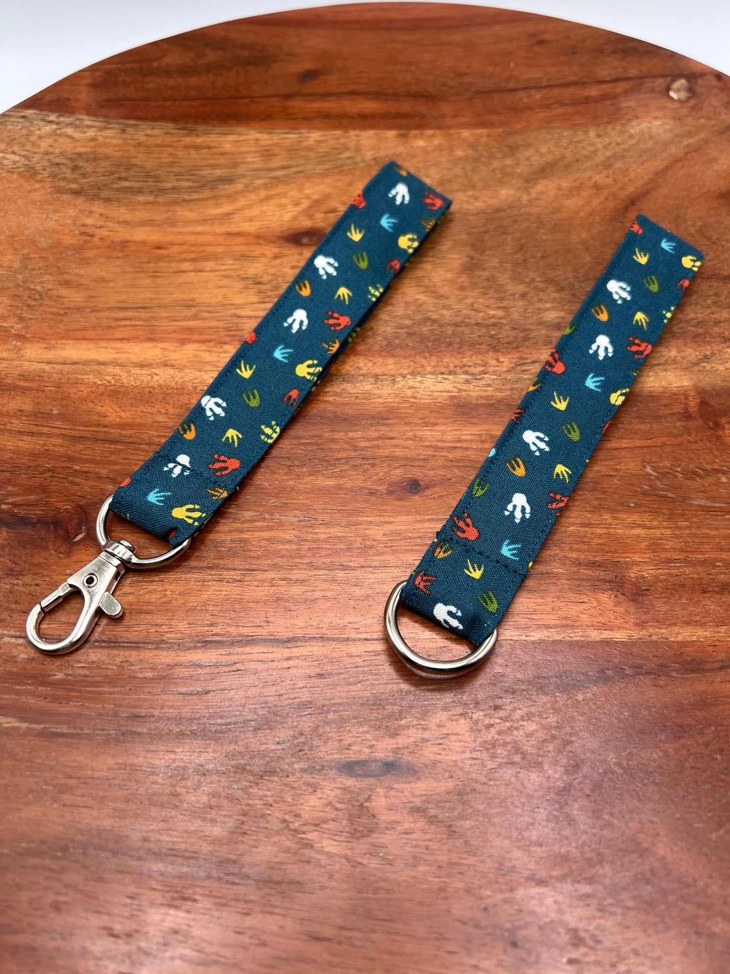 Teal Dinosaur Tracks Lanyard