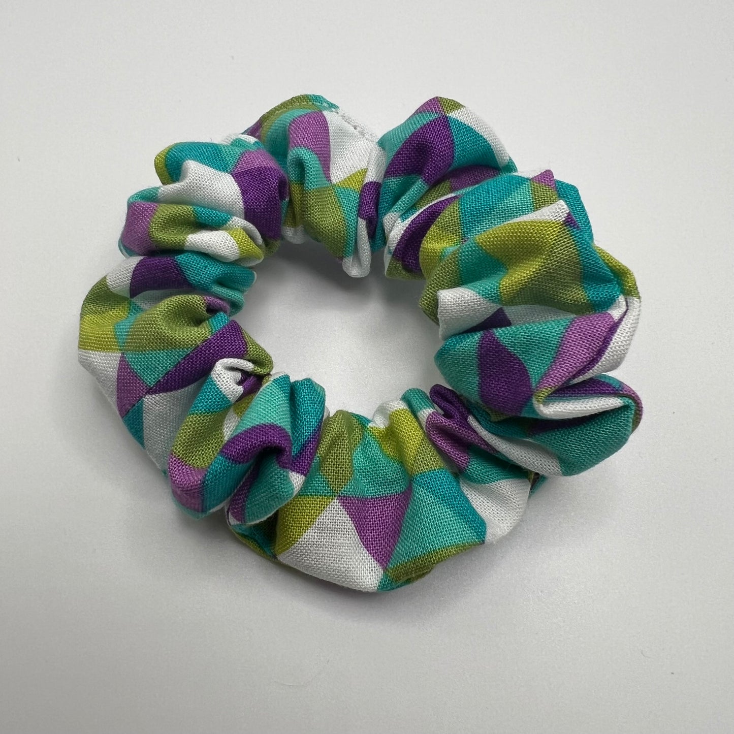 Teal and Purple Triangle Scrunchie