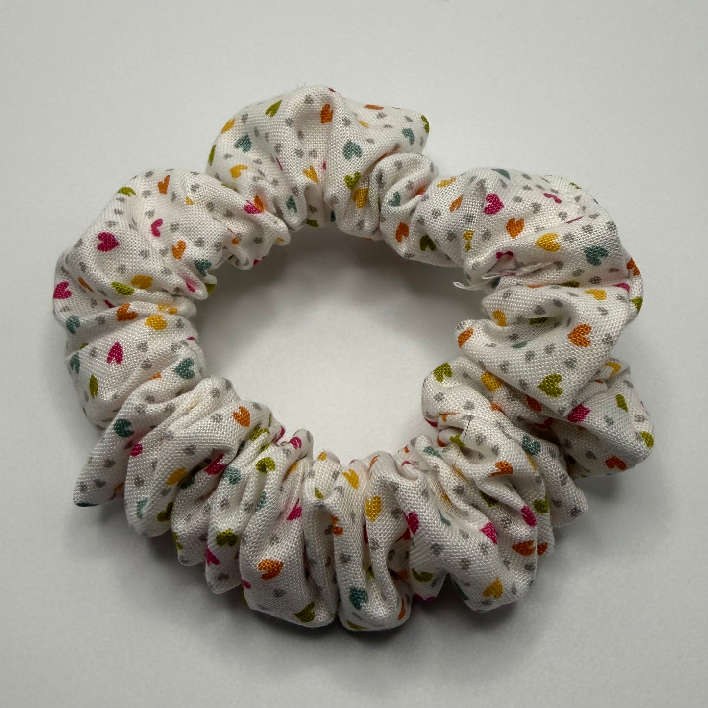 Rainbow Hearts Floral Scrunchie