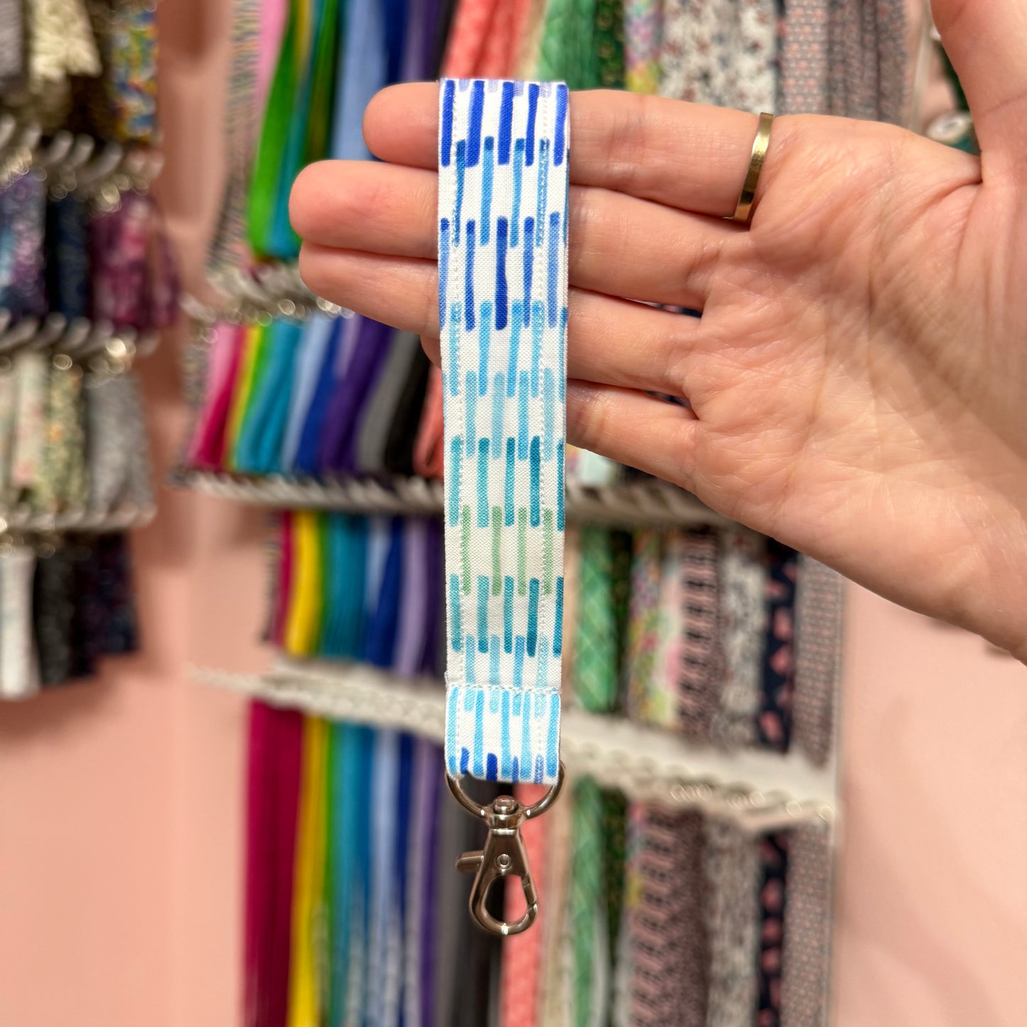 Blue and Green Lines Wristlet