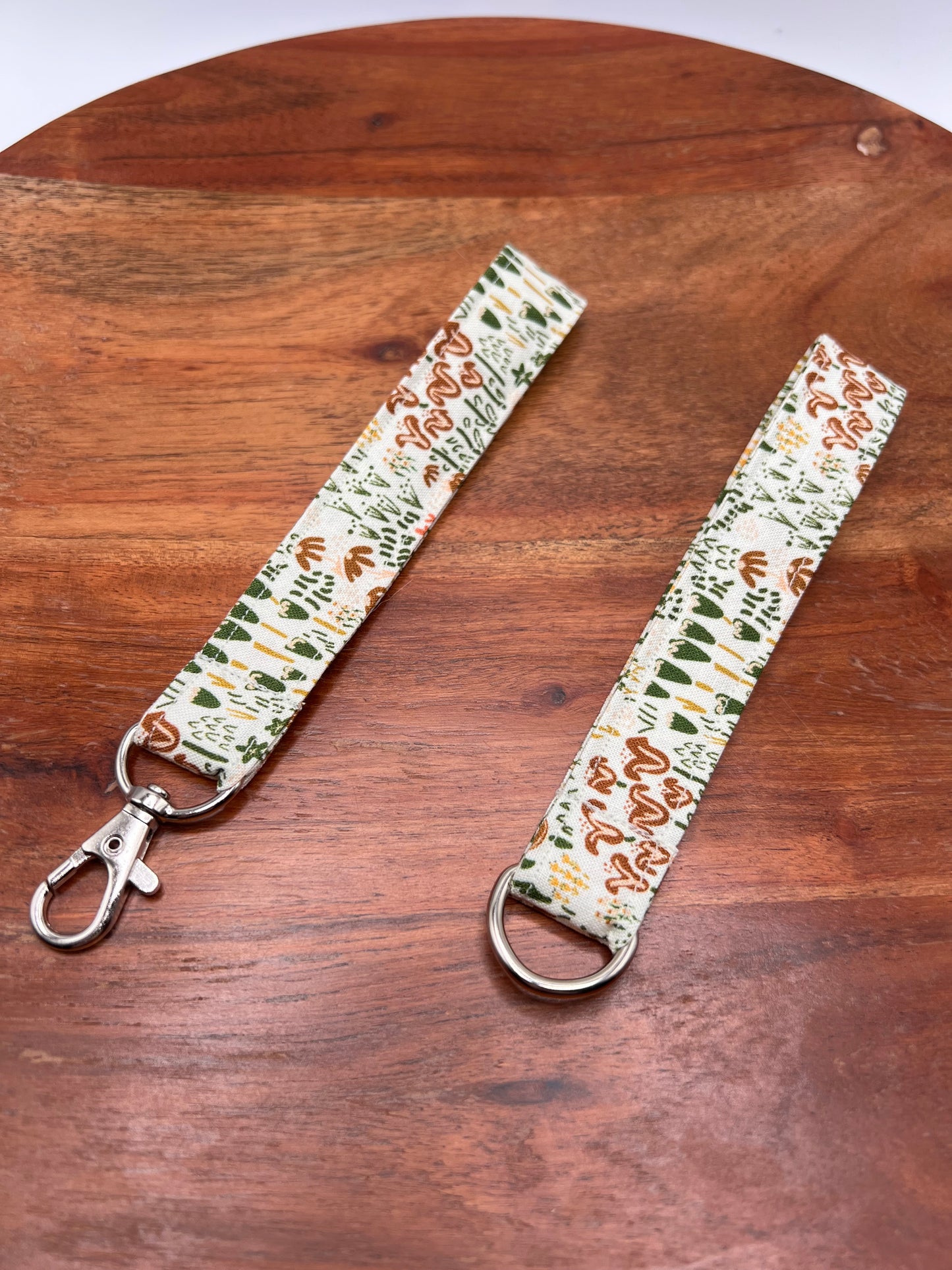 Brown and Green Fall Floral Lanyard