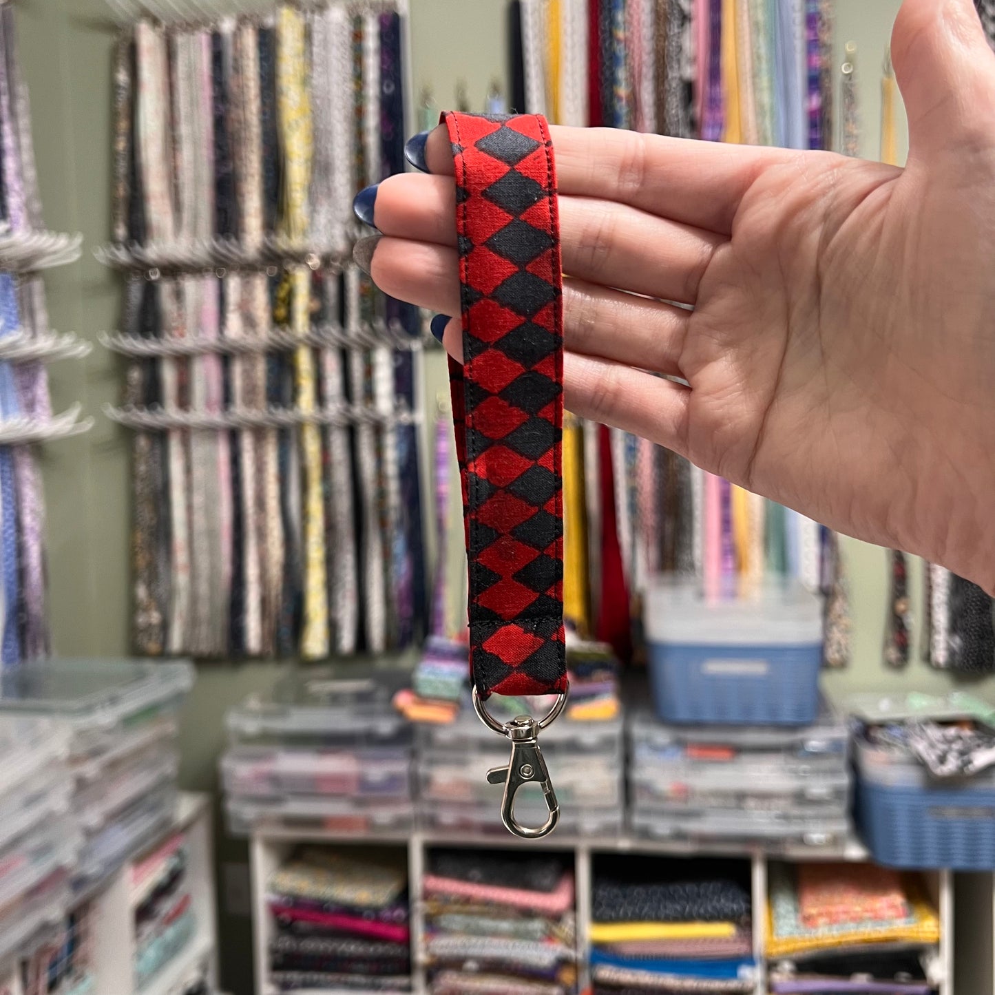 Red and Black Harlequin Wristlet