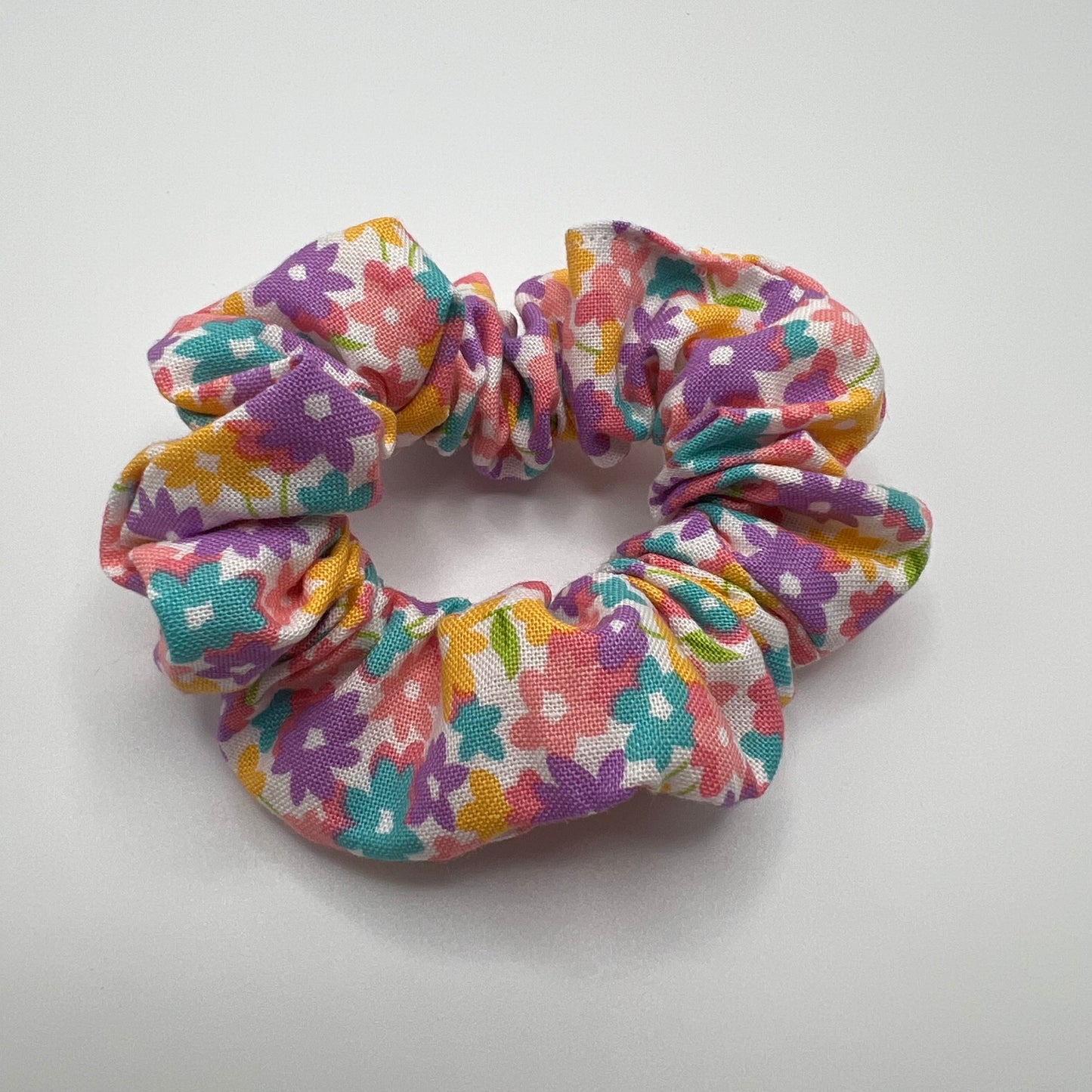 Rainbow Floral Scrunchie