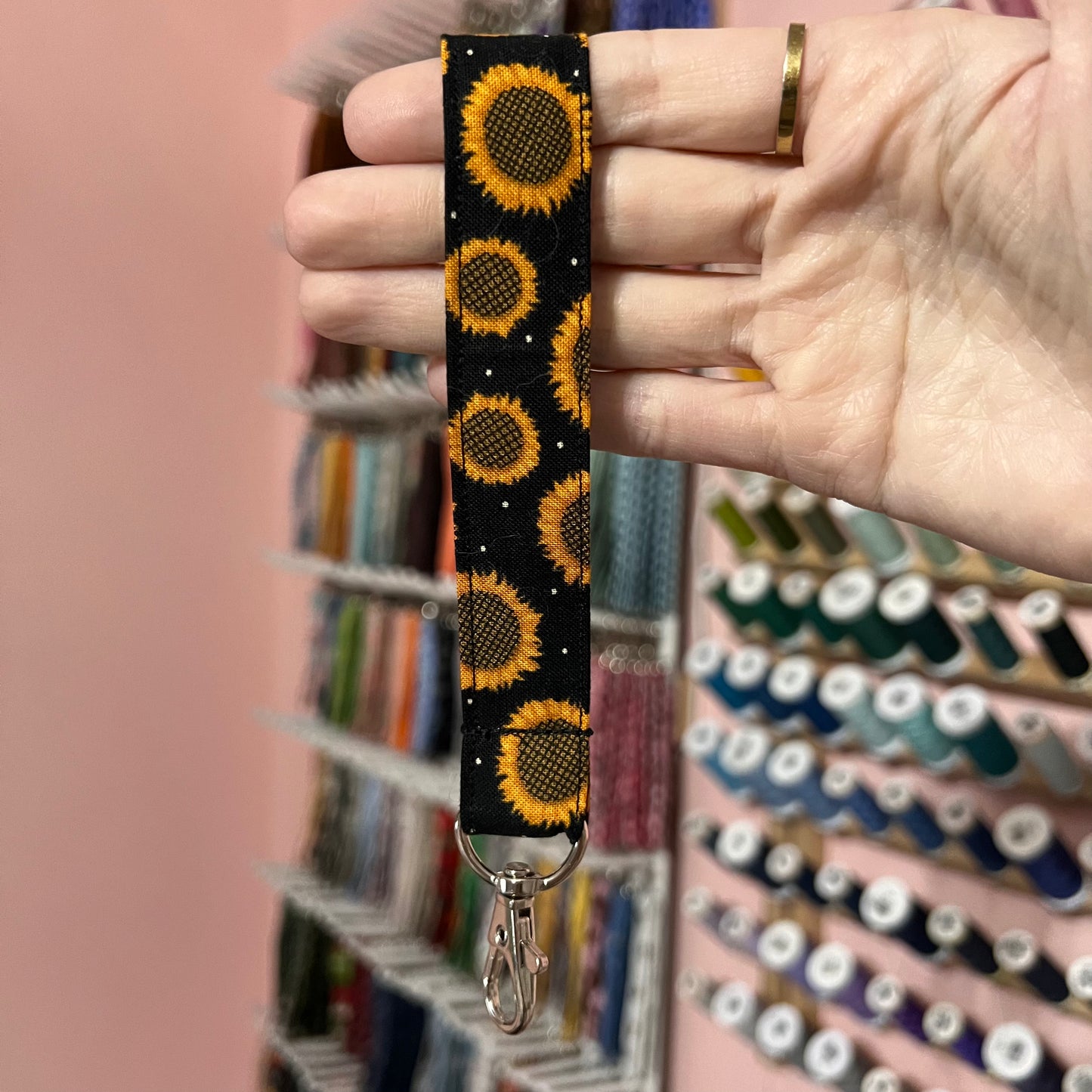 Sunflower Dot Wristlet