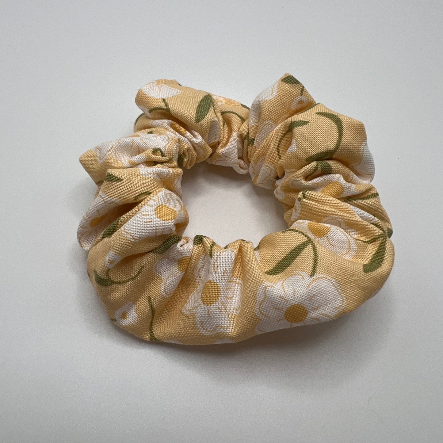 Yellow Floral Scrunchie