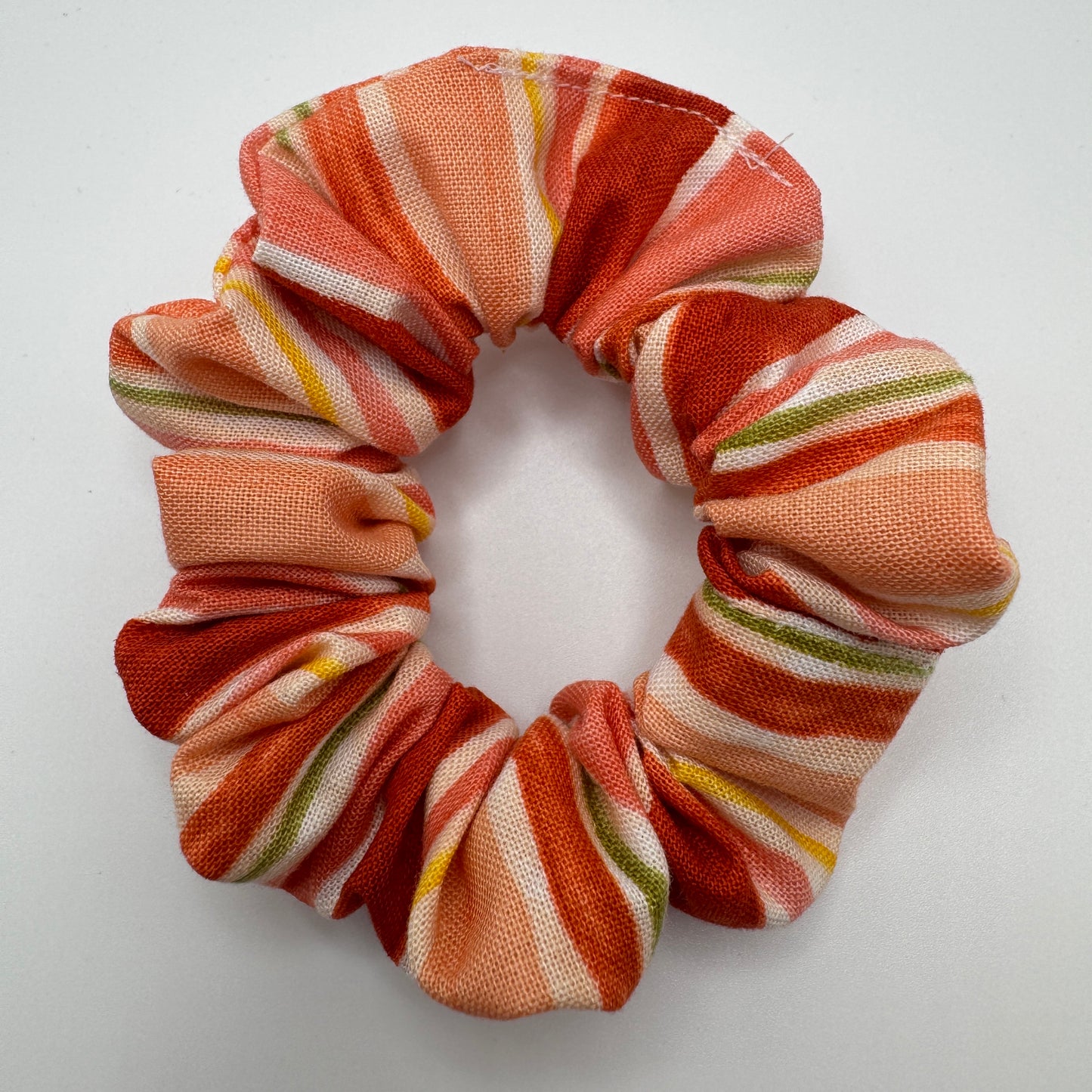 Scarlet and Peach Stripe Scrunchie