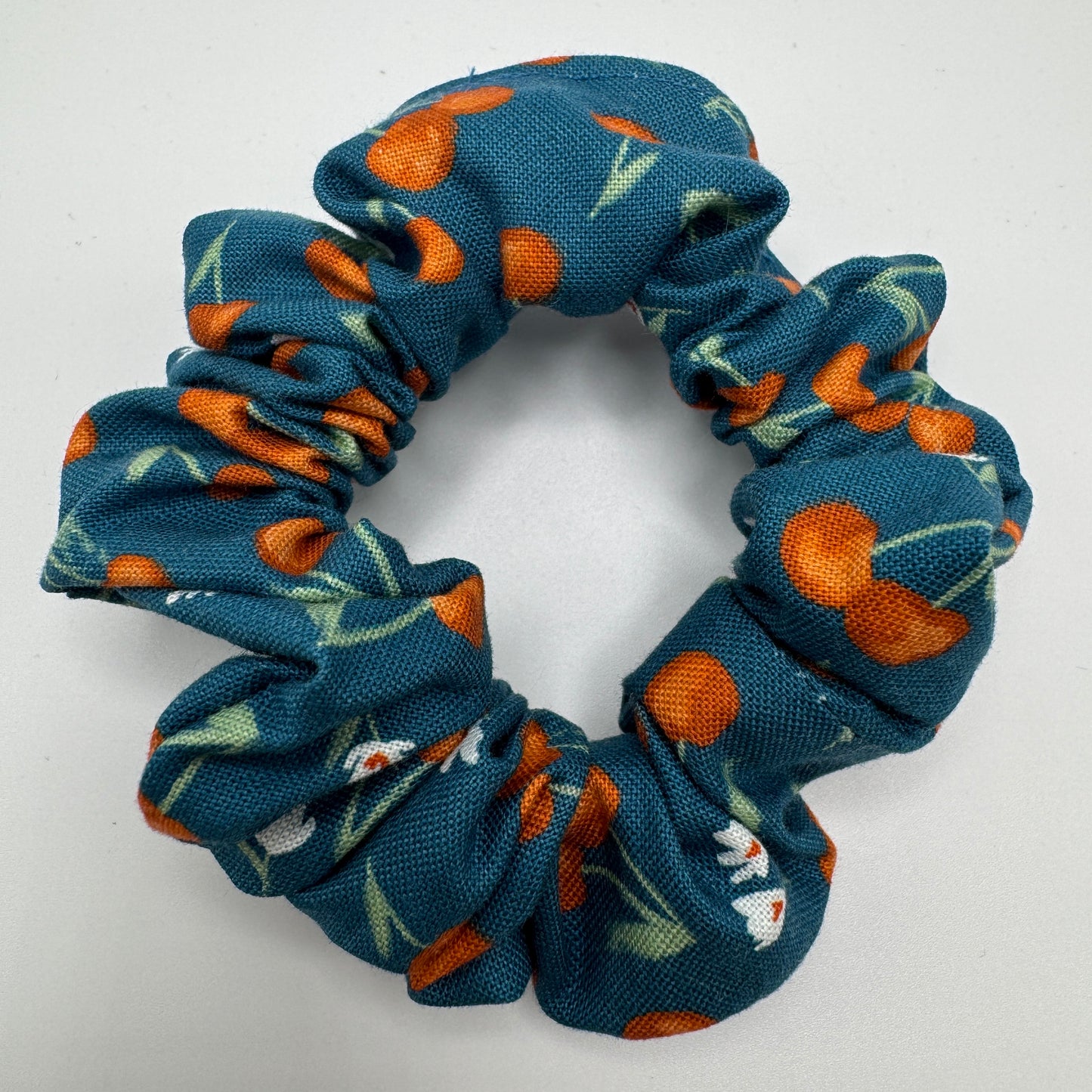 Teal Cherries Scrunchie