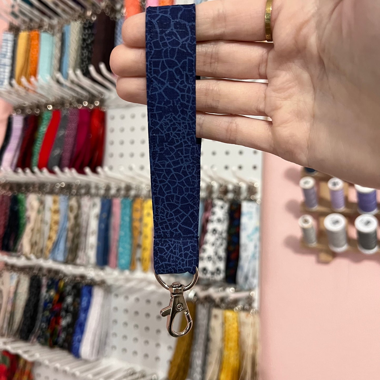 Blue Crackle Wristlet