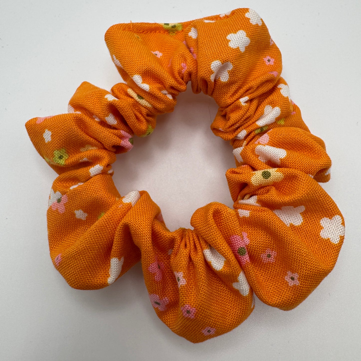 Retro Orange Floral Scrunchie
