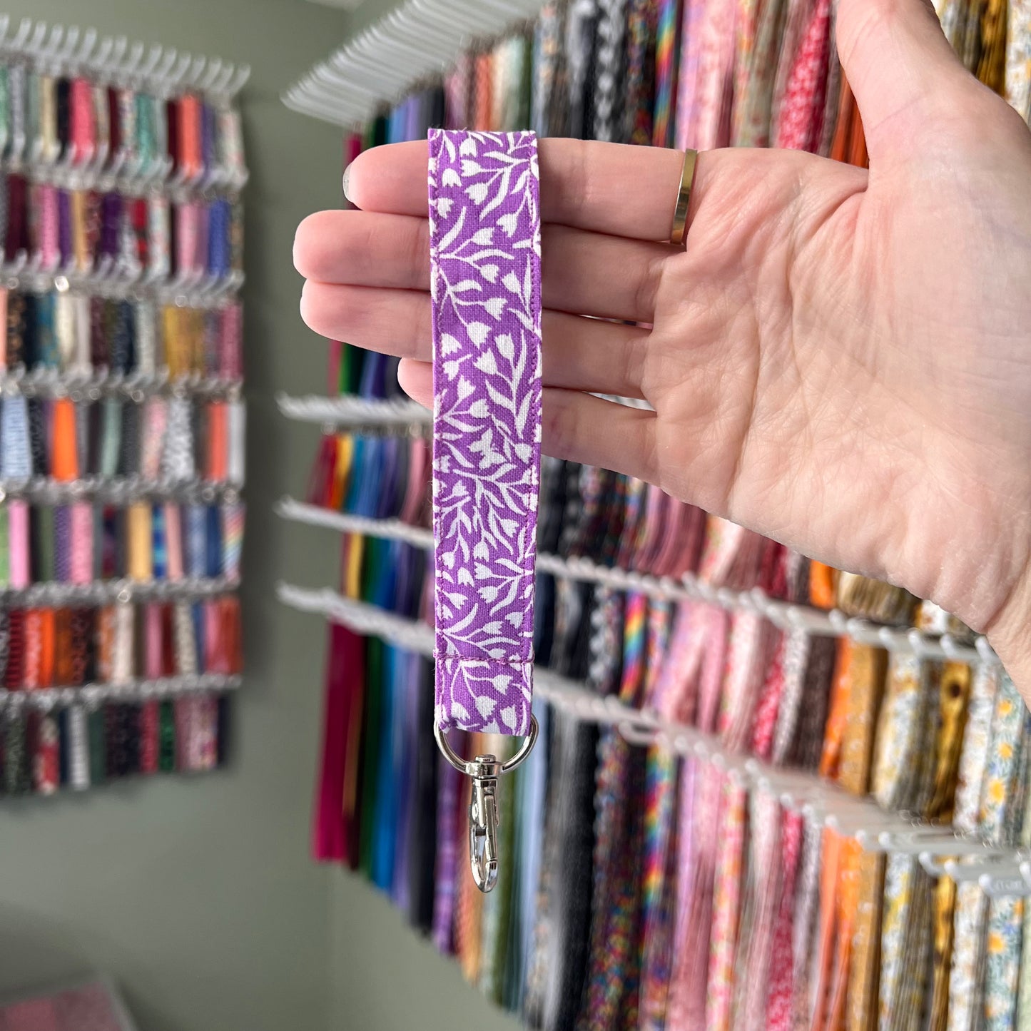 Purple and White Tulip Wristlet