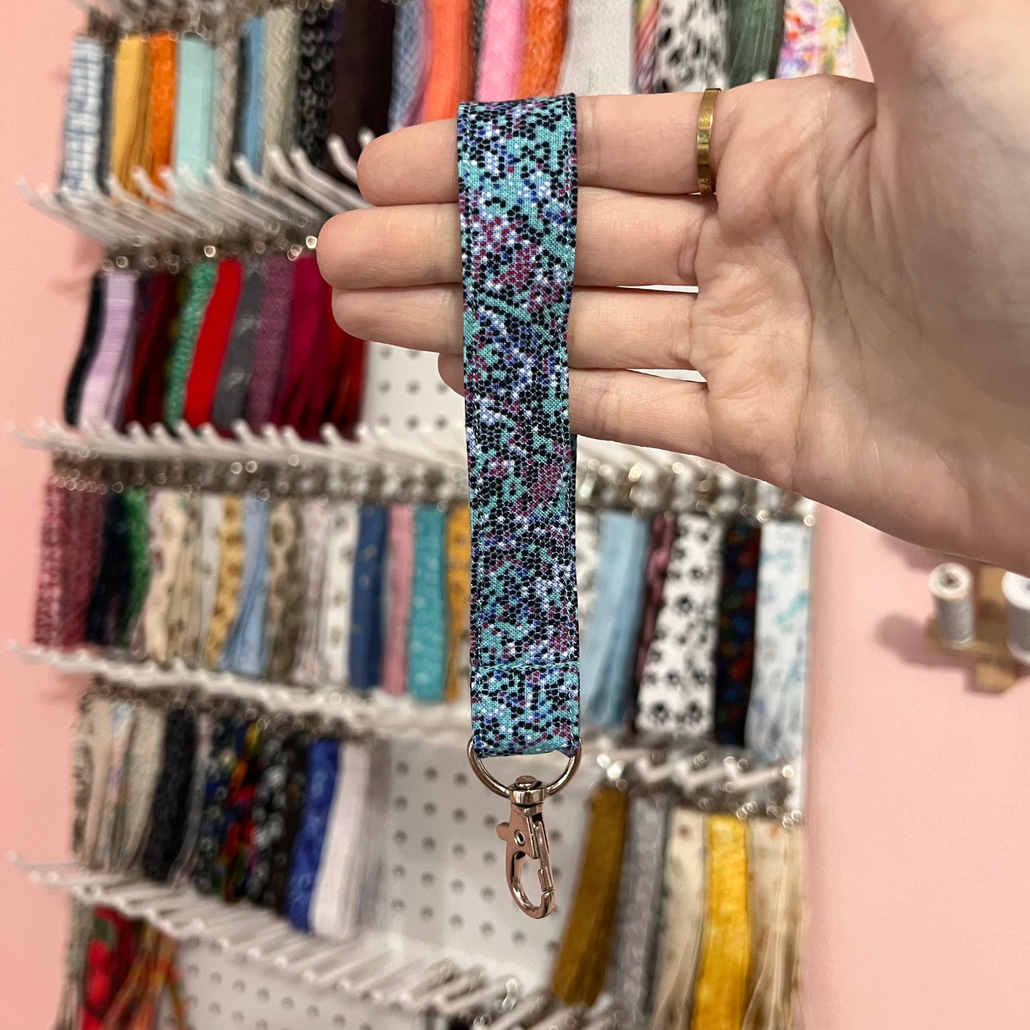 Teal Snakeskin Wristlet