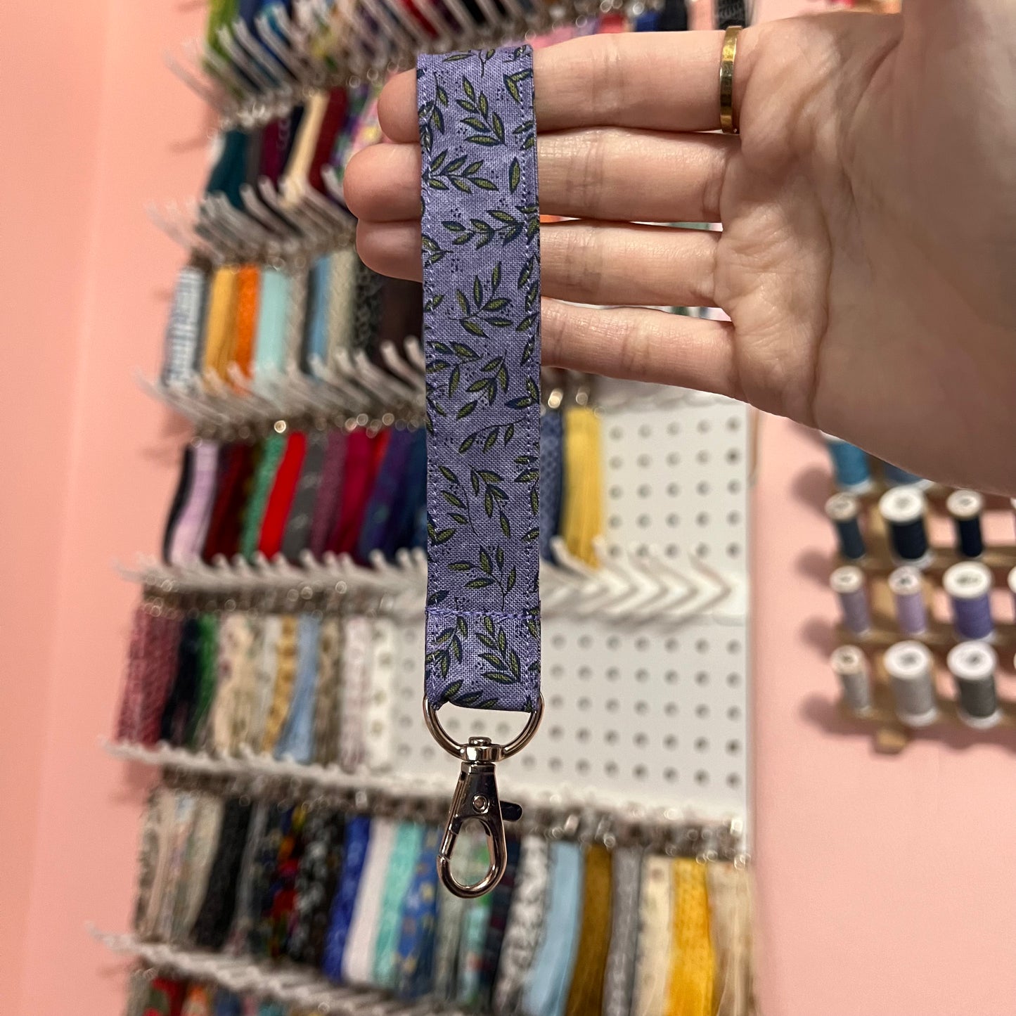 Purple and Olive Vine Wristlet