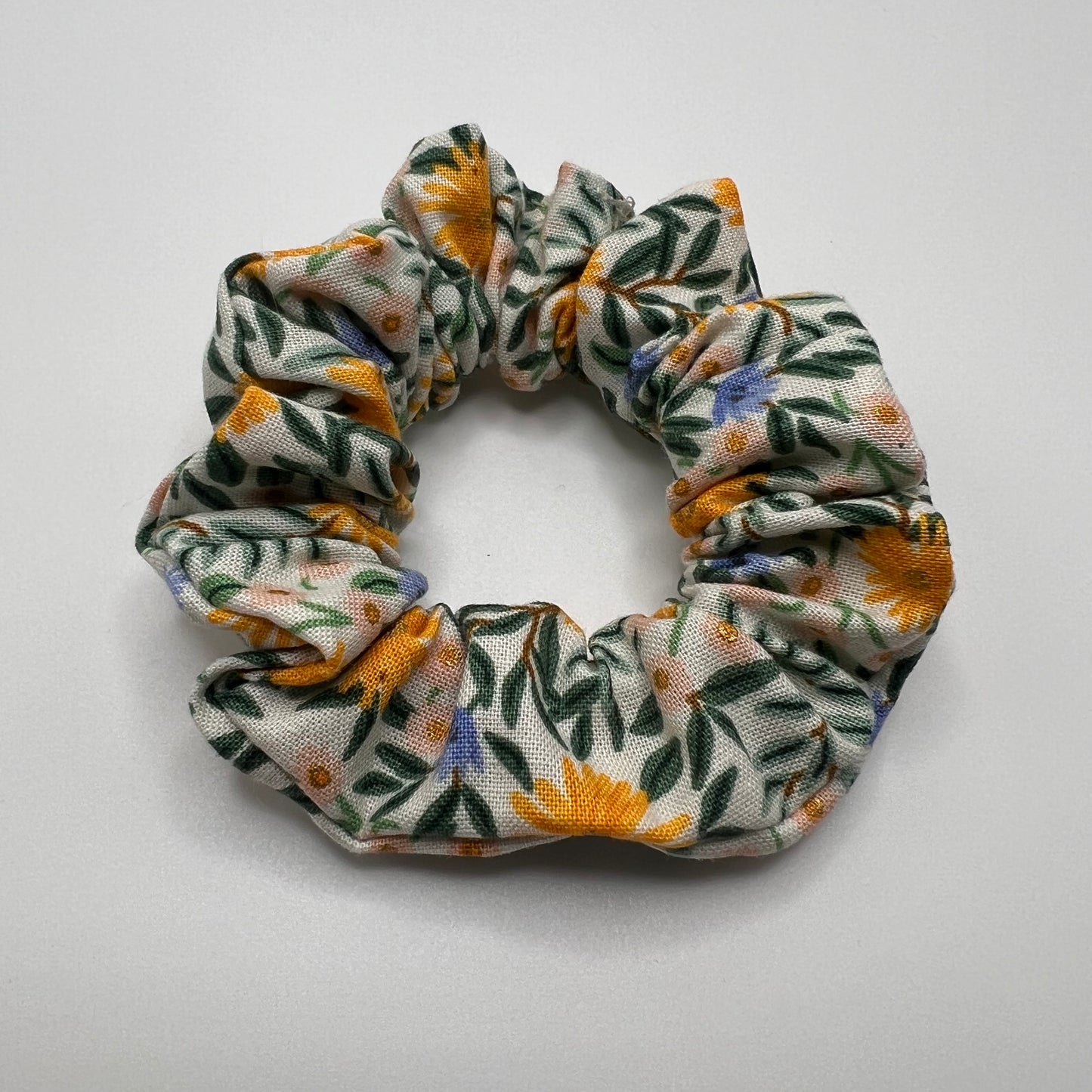 Yellow and Green Floral Scrunchie