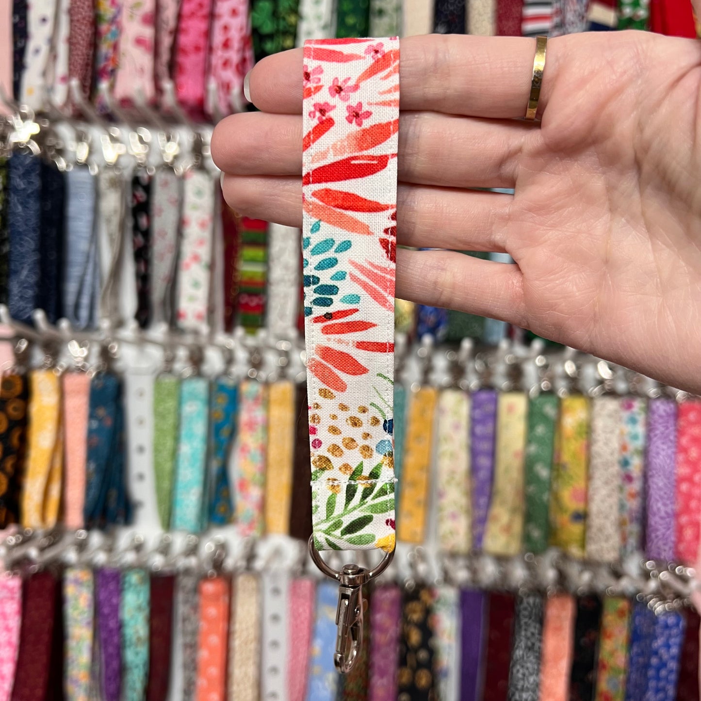 Rainbow Abstract Floral Wristlet