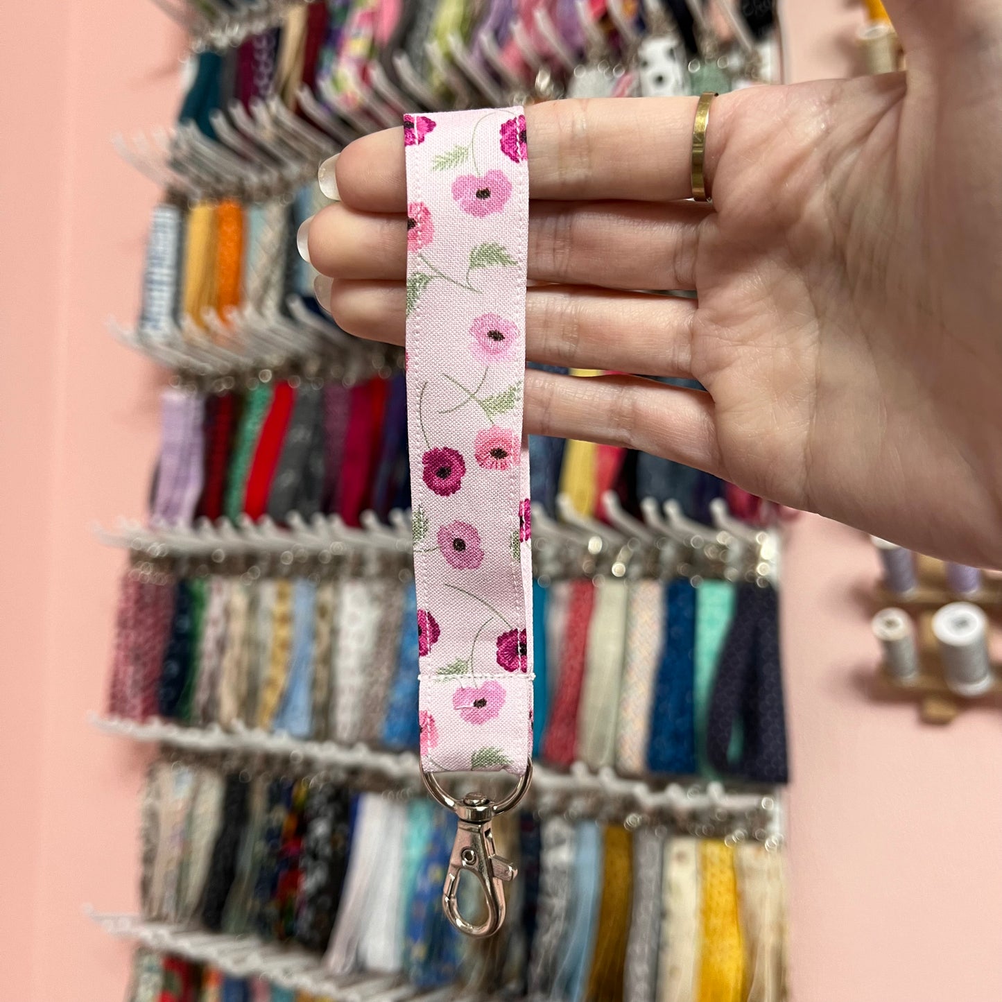 Pink Poppy Wristlet
