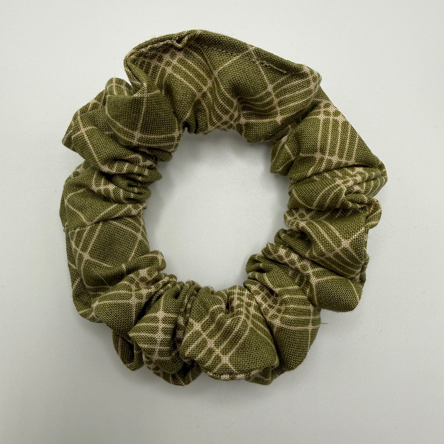 Green Plaid Scrunchie