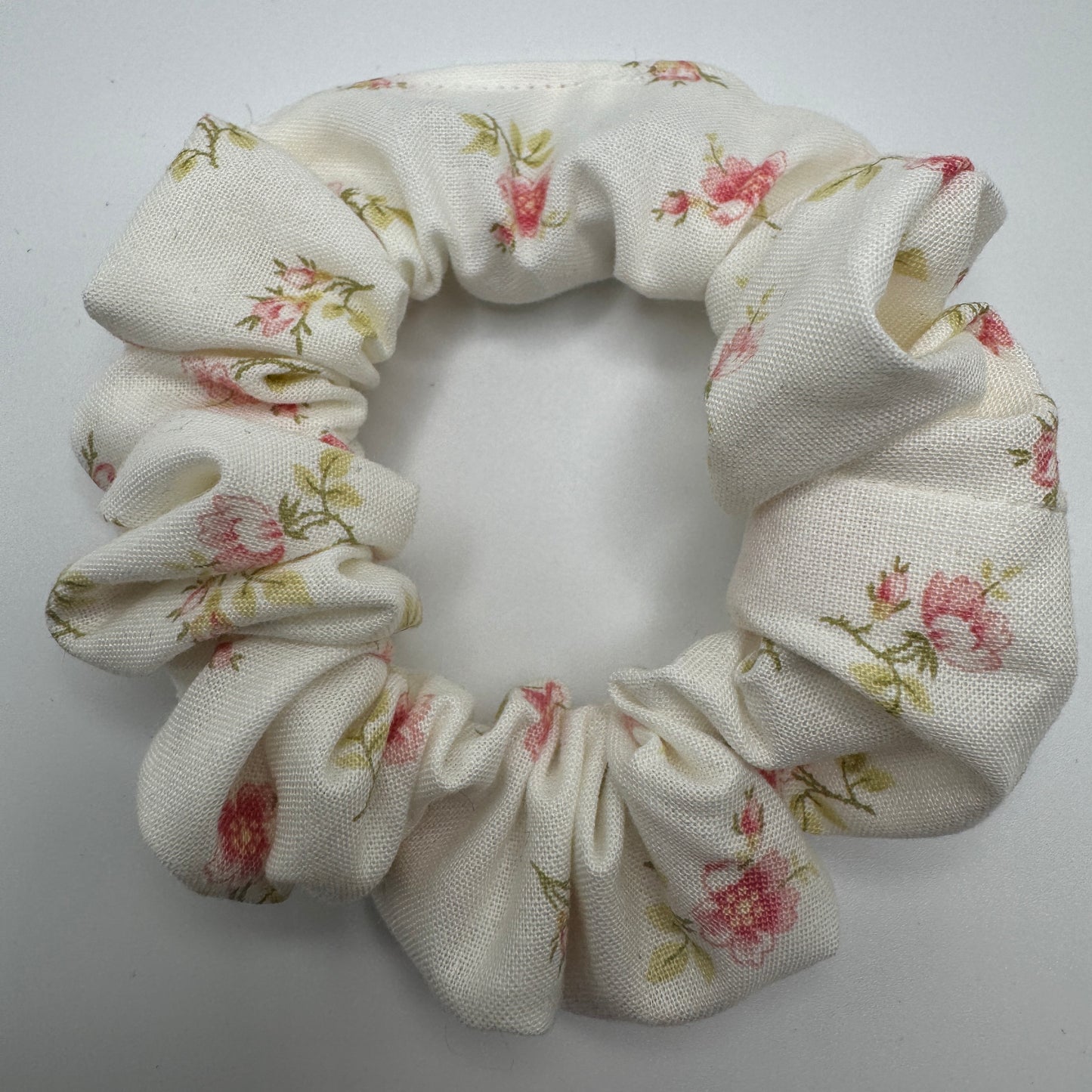 Dainty Pink Floral Scrunchie