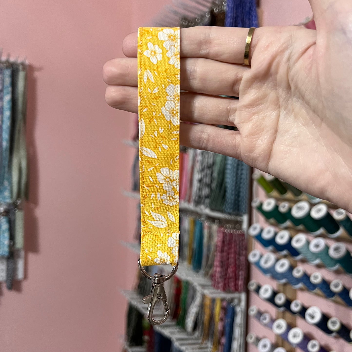 Yellow on Yellow Floral Wristlet
