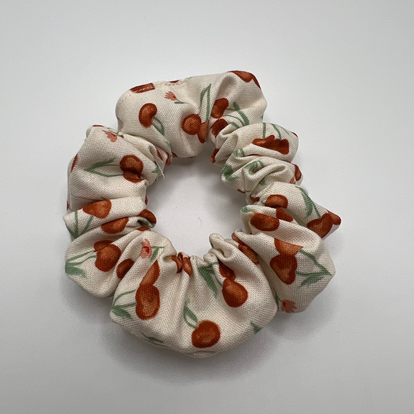 Cream Cherry Scrunchie