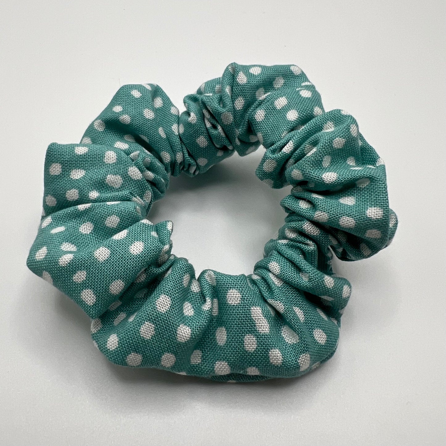 Teal Polka Dot Scrunchie