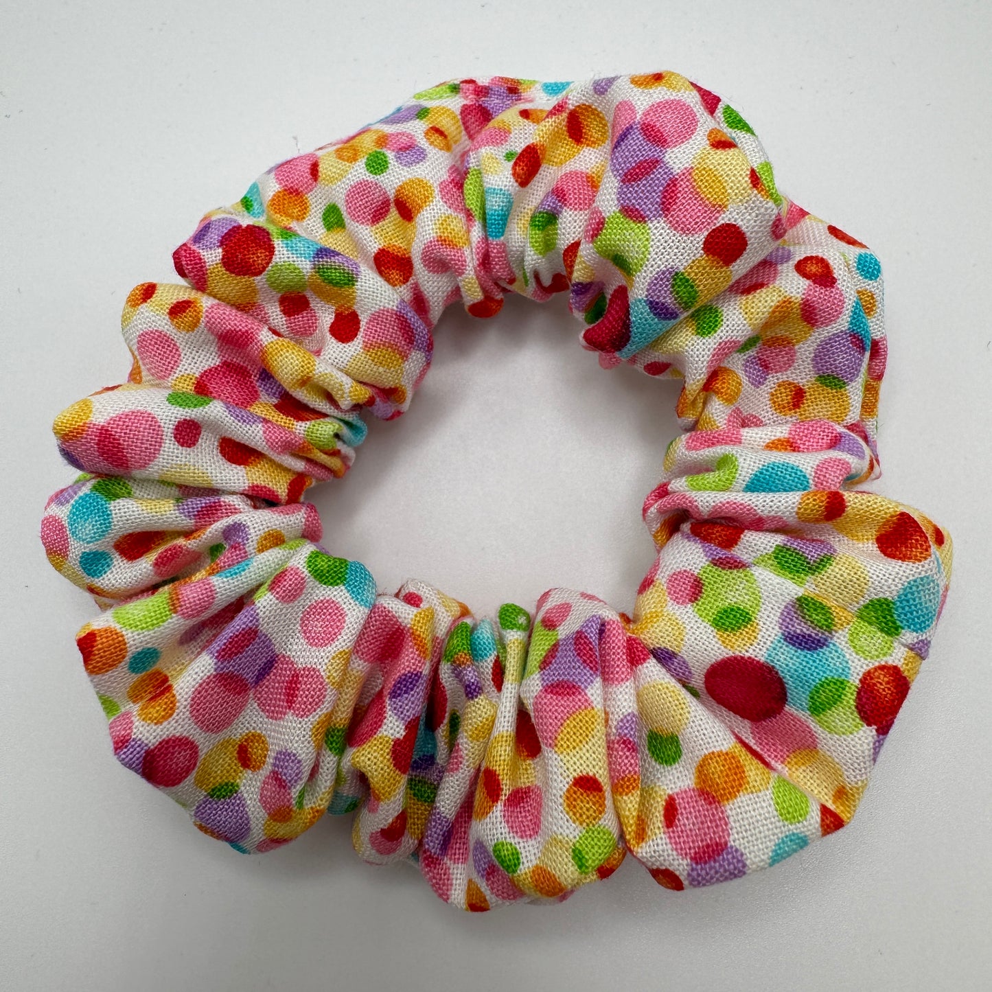 Rainbow Polka Dot Scrunchie