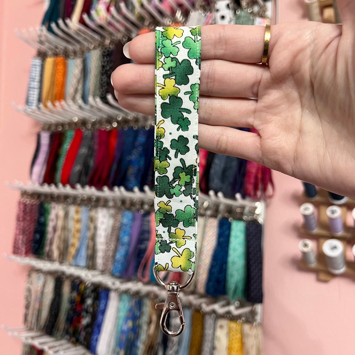 Green and Yellow Shamrock Wristlet