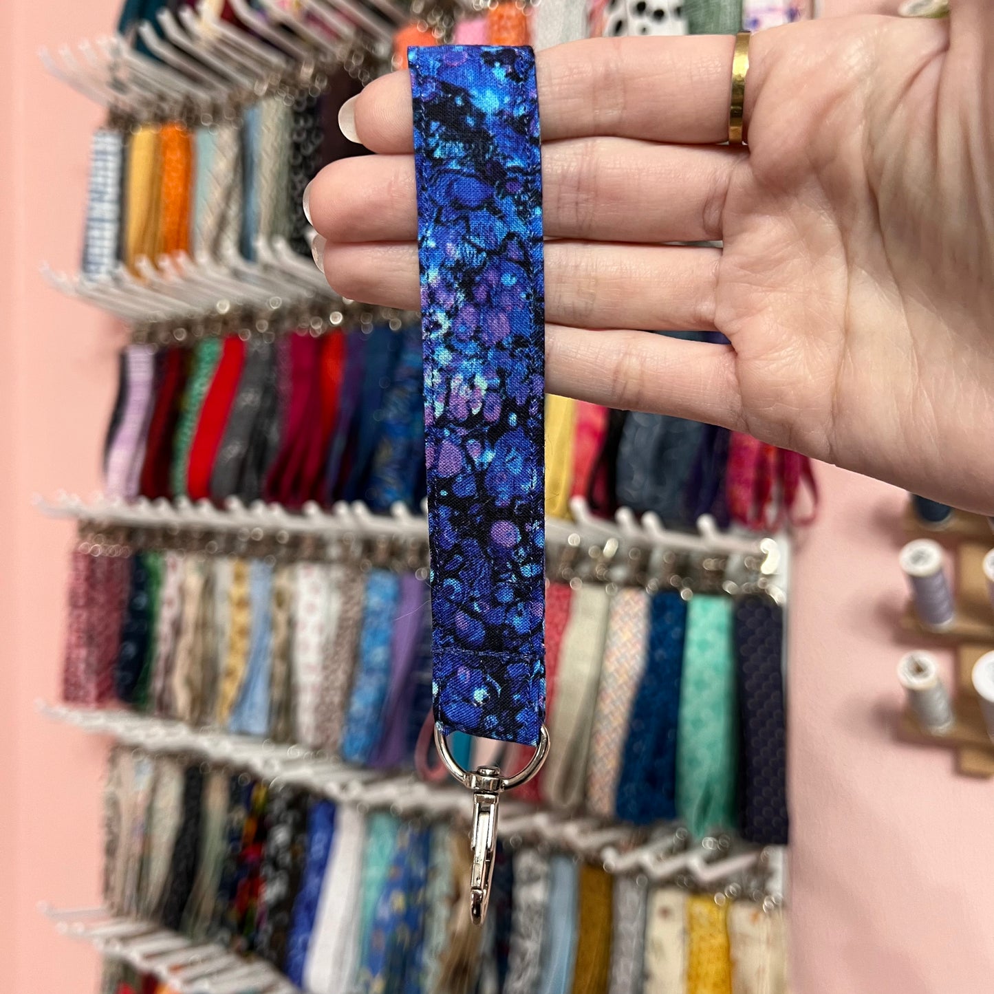 Blue and Purple Paint Drop Wristlet