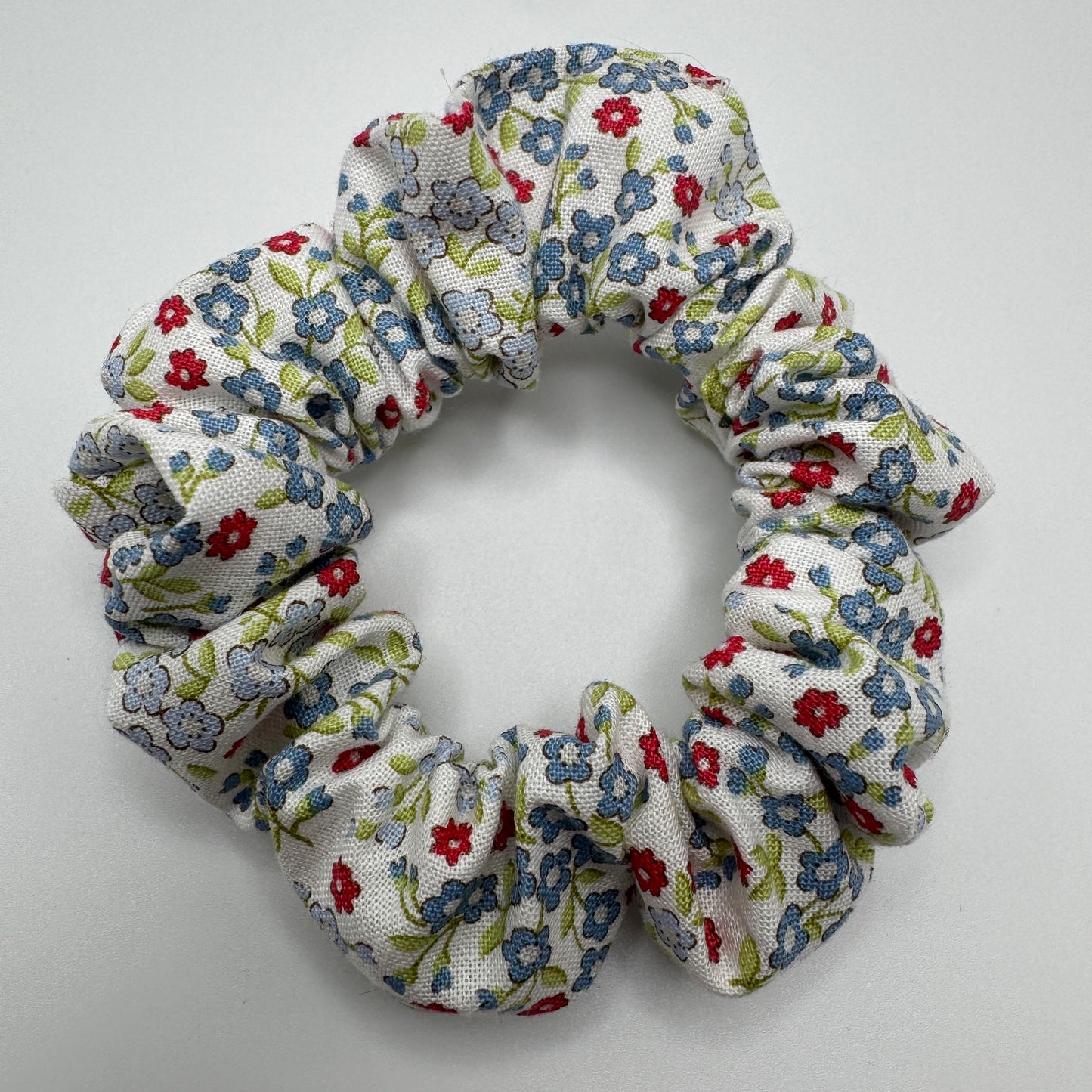 Blue and Red Floral Scrunchie