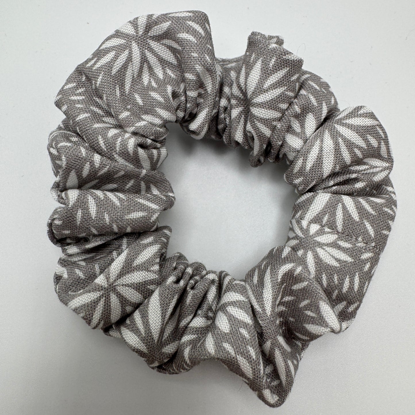 Gray Floral Scrunchie