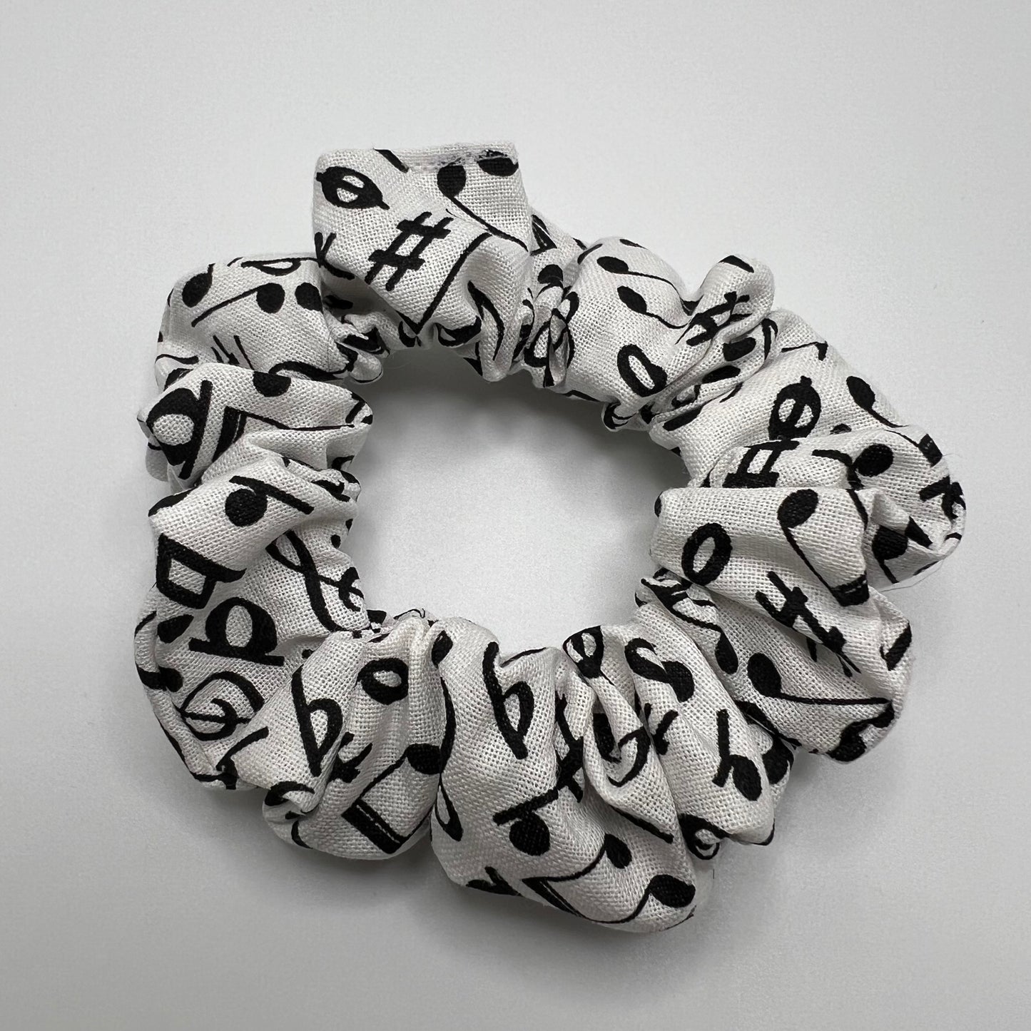 Black and White Music Notes Scrunchie