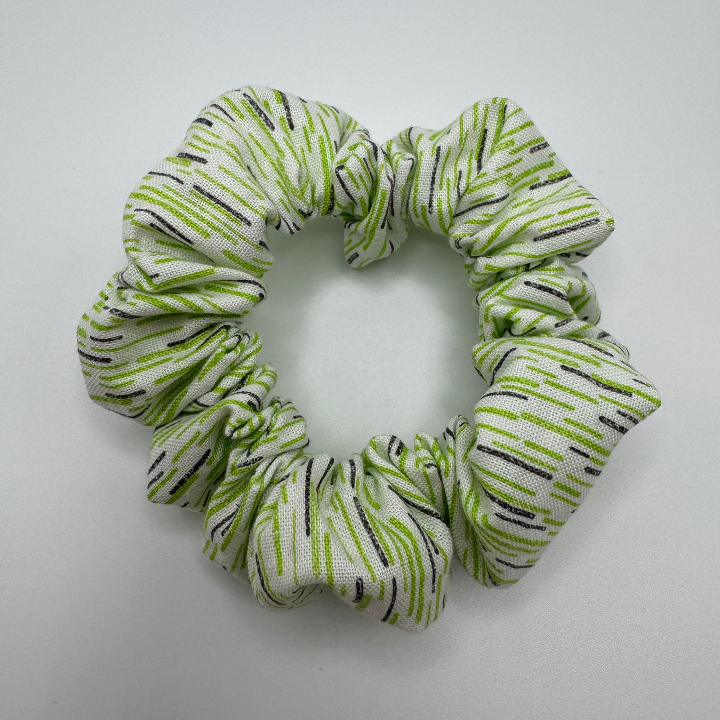 Green and Gray Stripe Scrunchie