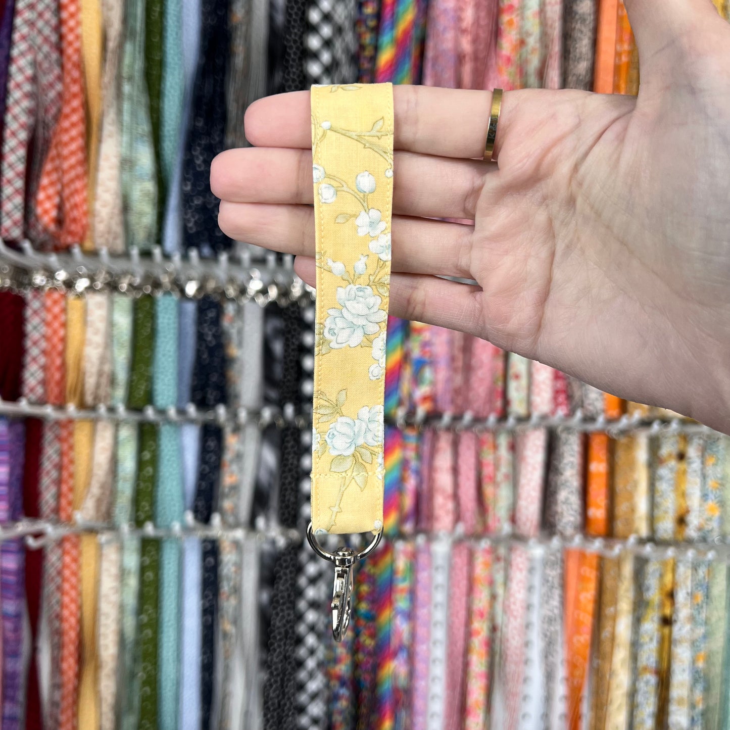 Yellow Vintage Floral Wristlet