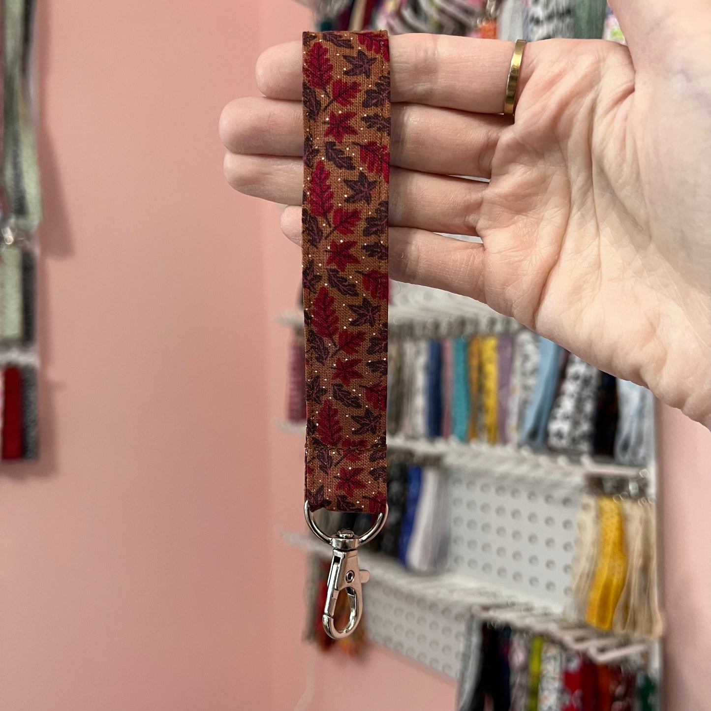Brown Leaves Wristlet