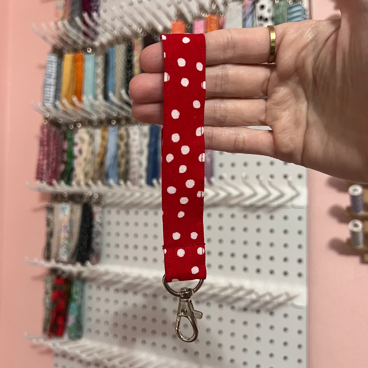 Red Polka Dot Wristlet