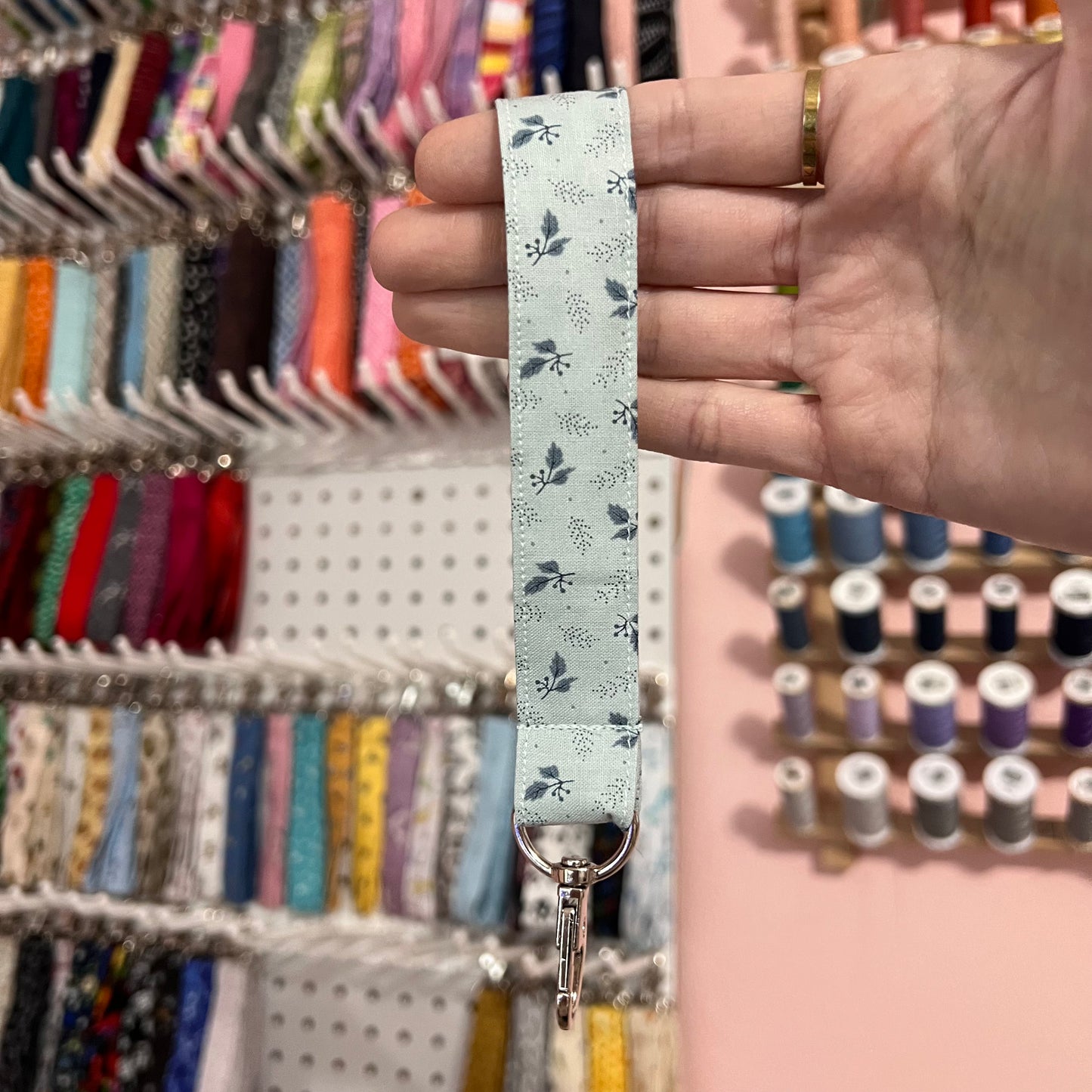 Blue Leaves Wristlet