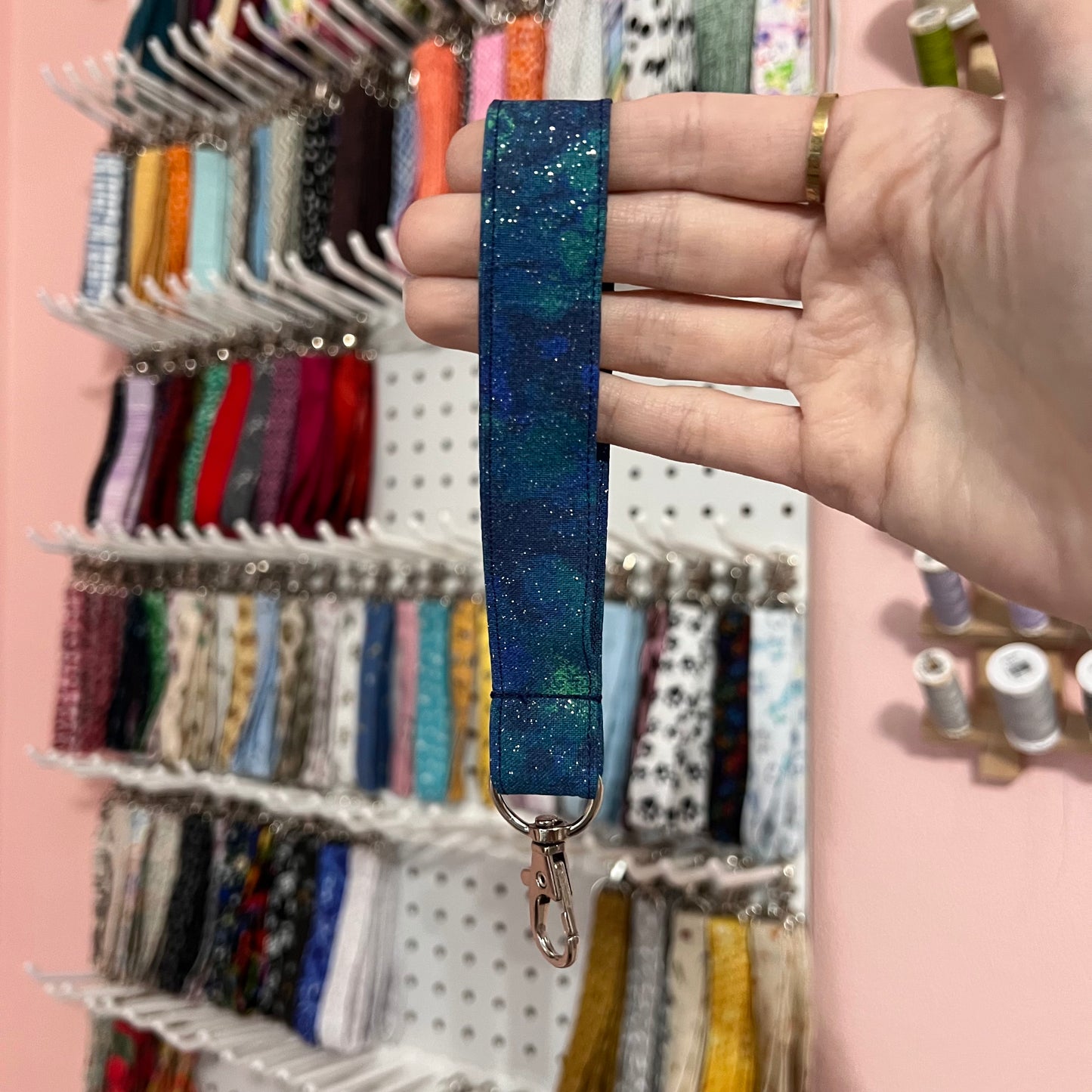 Blue and Green Glitter Wristlet