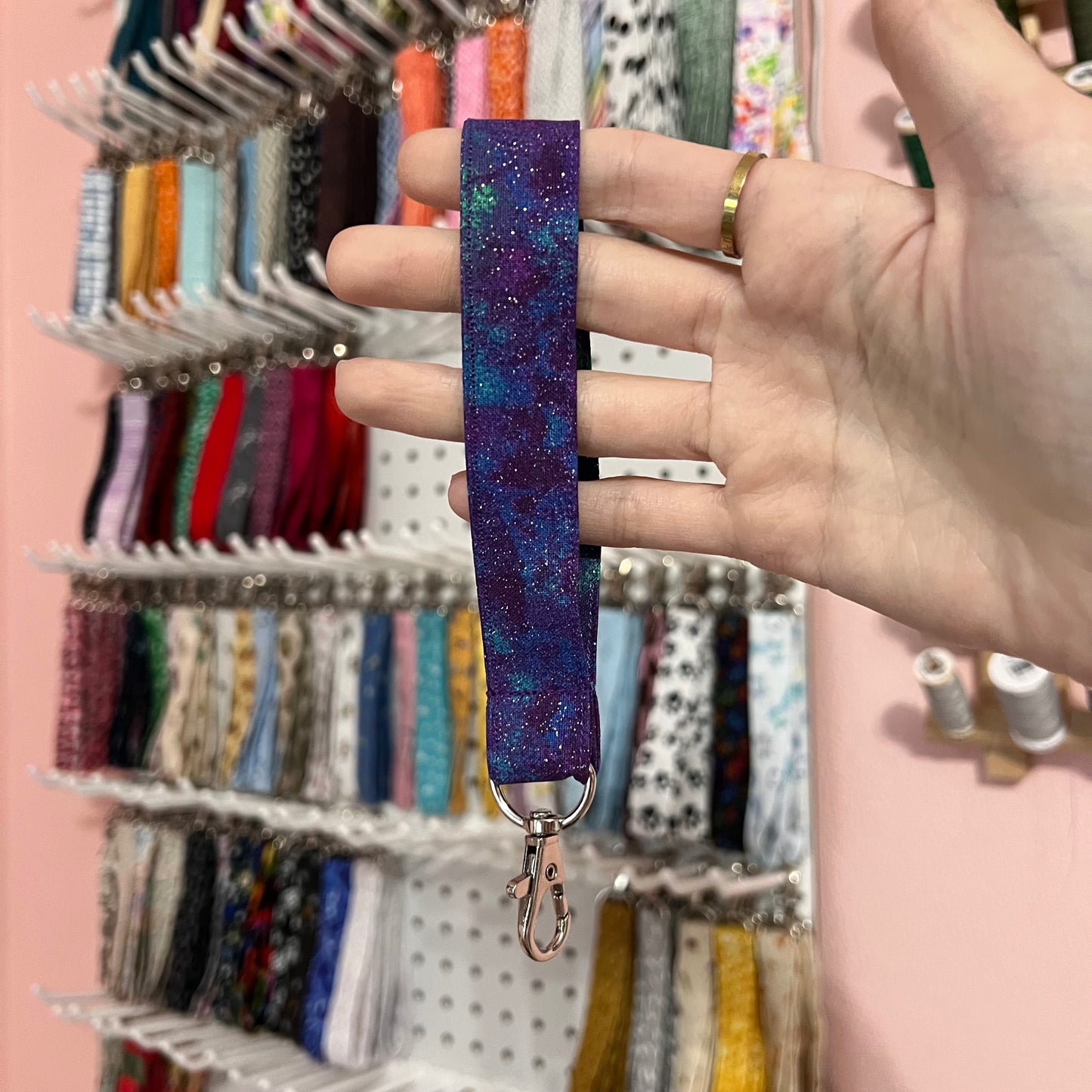 Purple, Blue, and Green Glitter Wristlet