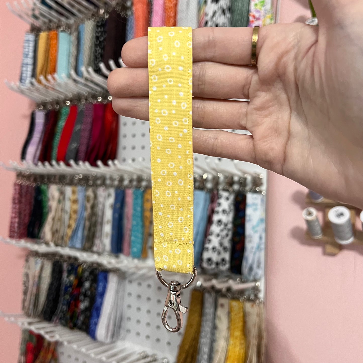 Yellow Polka Dot Wristlet