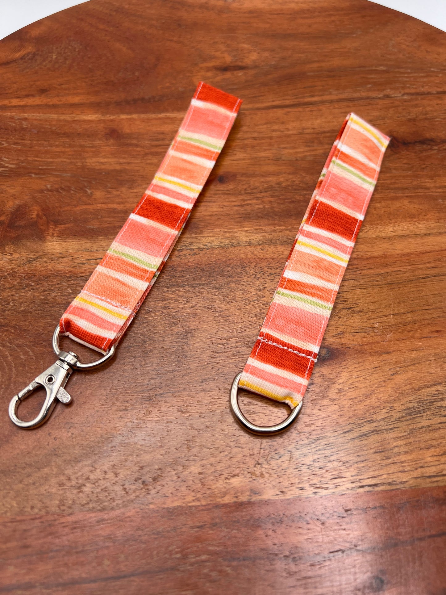 Scarlet and Peach Stripe Lanyards